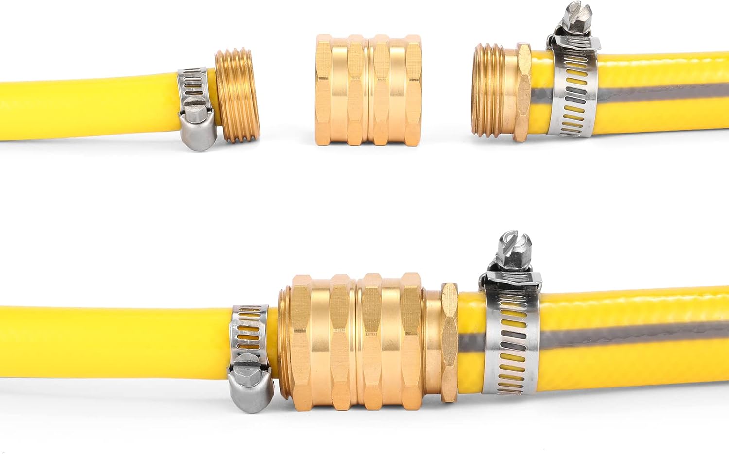 2 Pack Garden Hose Adapter,Brass Hose to Hose Swivel, 3/4-Inch Hose Connector with 4 Extra Washers Female to Female , Double Female