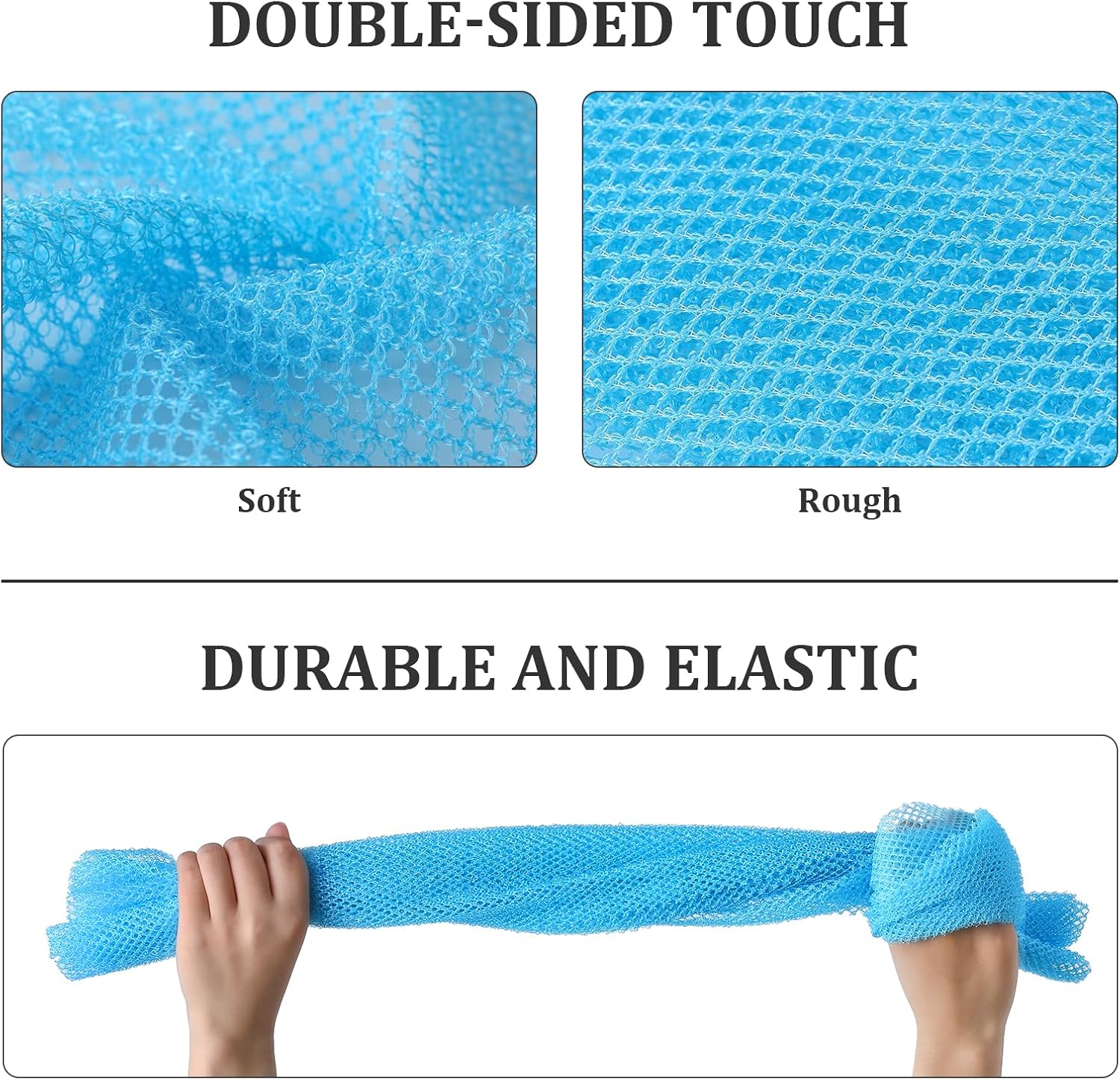 4 Pieces African Exfoliating Net, Long African Net Sponge, Nylon African Net Cloth, Exfoliating Washcloth, Body Scrubbers for Use in Shower, Back Scrubber Skin Smoothers for Bath Multicolor 4