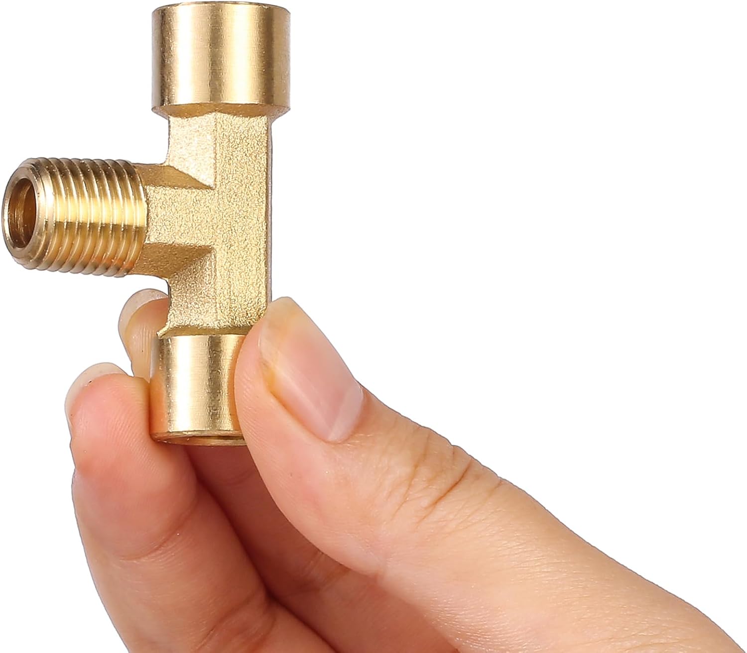 2 Pack 1/4" NPT Brass Tee Pipe Fitting,T Shape Connectors,1/4" NPT Female x 1/4" NPT Female x 1/4" NPT Male Pipe Fitting