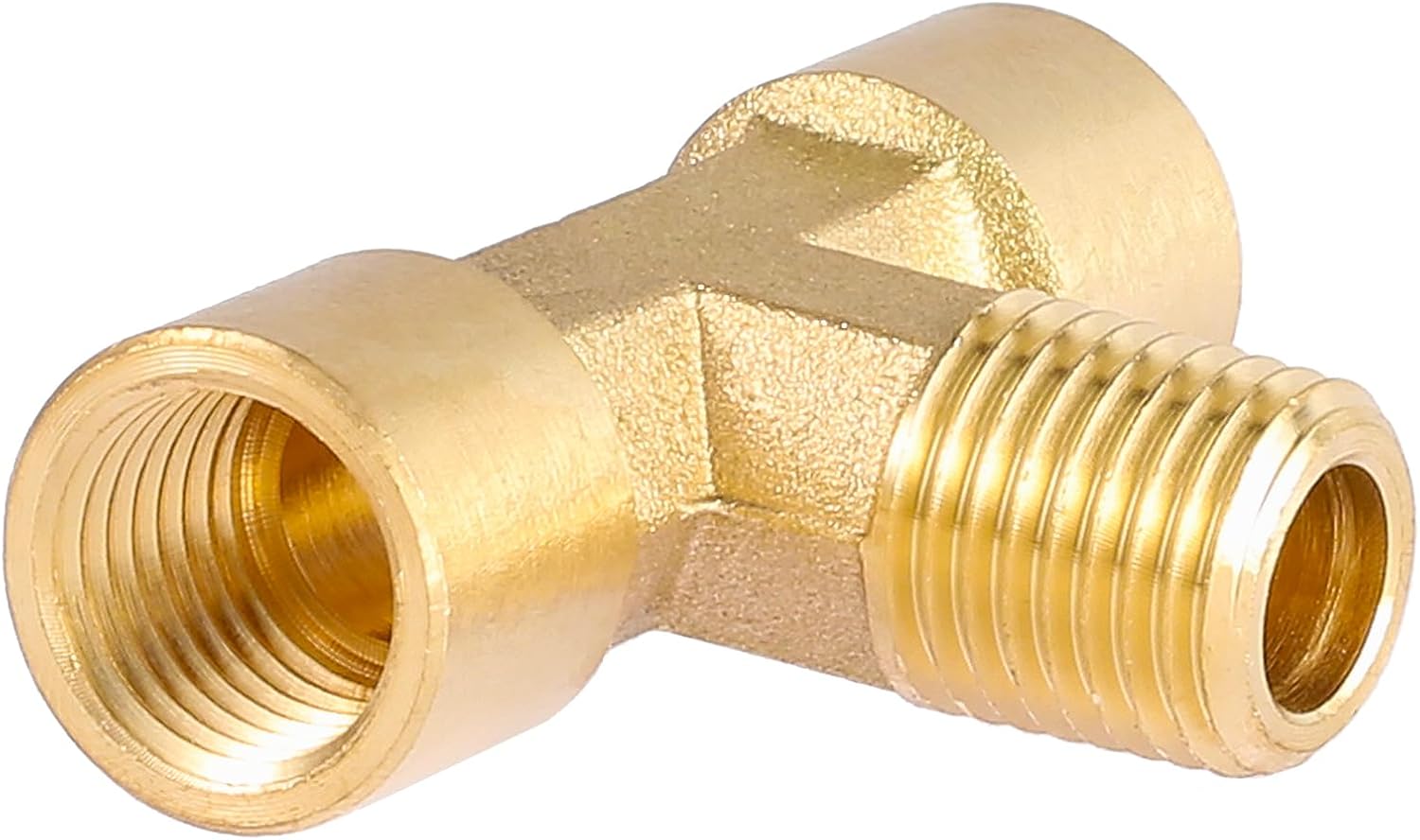 2 Pack 1/4" NPT Brass Tee Pipe Fitting,T Shape Connectors,1/4" NPT Female x 1/4" NPT Female x 1/4" NPT Male Pipe Fitting