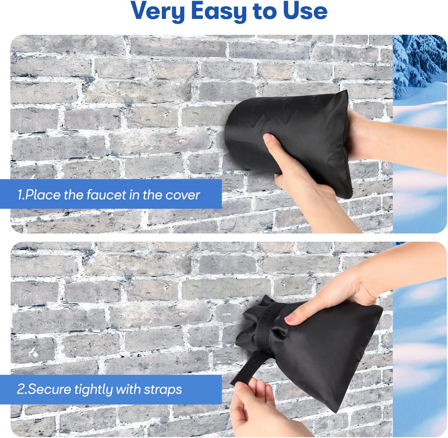 Outdoor Faucet Cover,Garden Faucet Socks for Winter Freeze Protection,7.09" W x 9.06" L, Waterproof Insulated Tap Cover, Water Sprinkler Valve Insulation Wrap and Hose Spigot Cover 2Pcs
