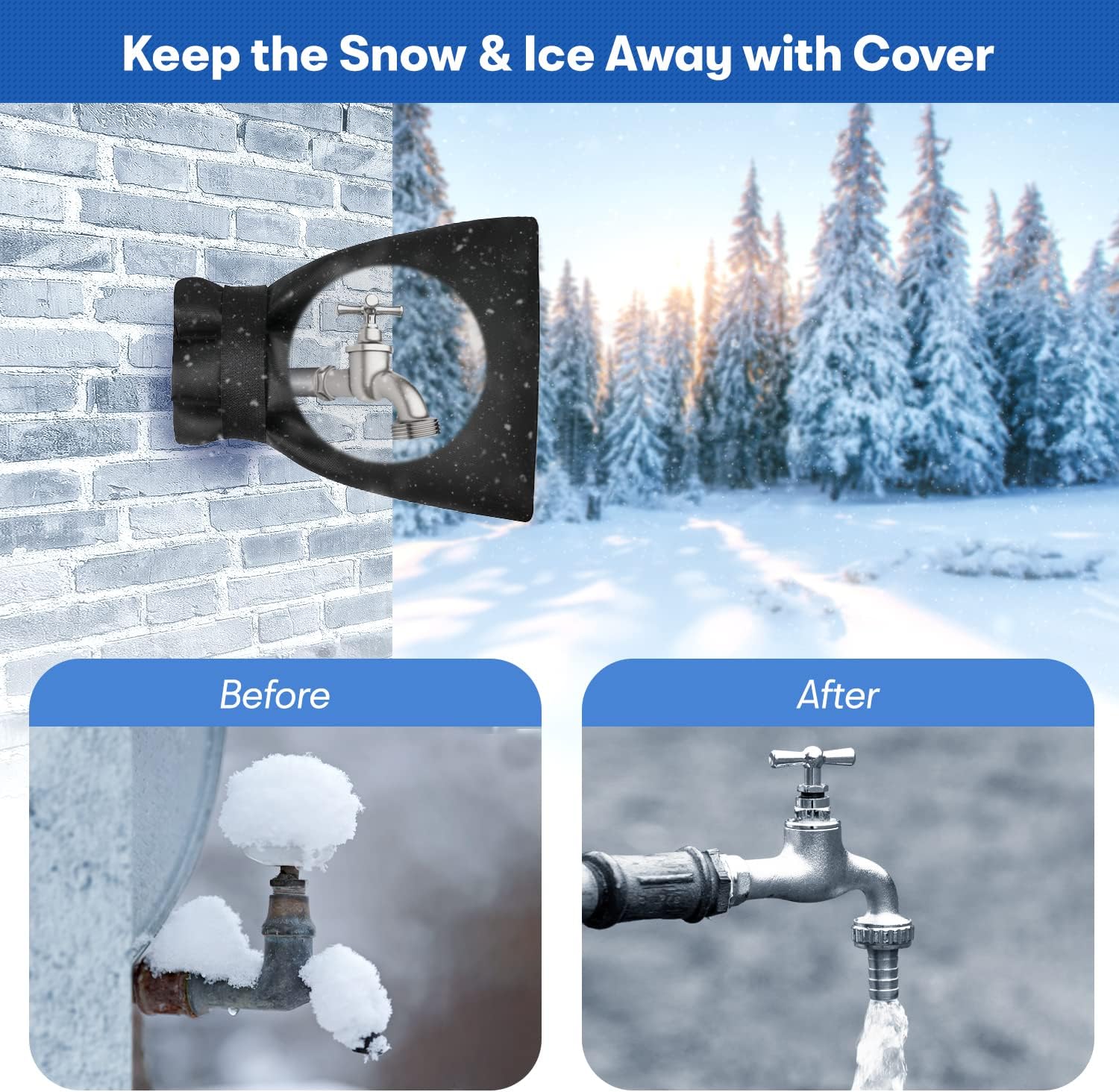 Outdoor Faucet Cover,Garden Faucet Socks for Winter Freeze Protection,7.09" W x 9.06" L, Waterproof Insulated Tap Cover, Water Sprinkler Valve Insulation Wrap and Hose Spigot Cover 2Pcs