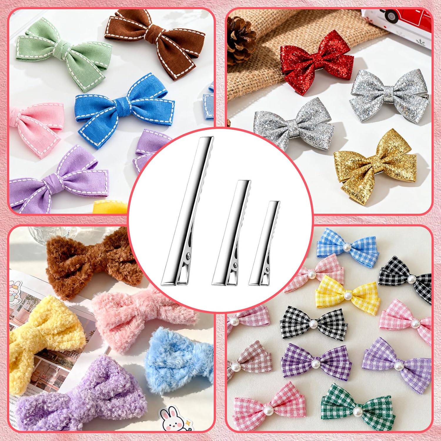 30-Pack Alligator Hair Clips - 3 Sizes 3" 2.2" 1.8" Large Metal Silver Hair Clips for Bow Making, Crafts, Salon Styling - Strong Hold Single Prong Hair Grip for Women & Girls Hairdresser