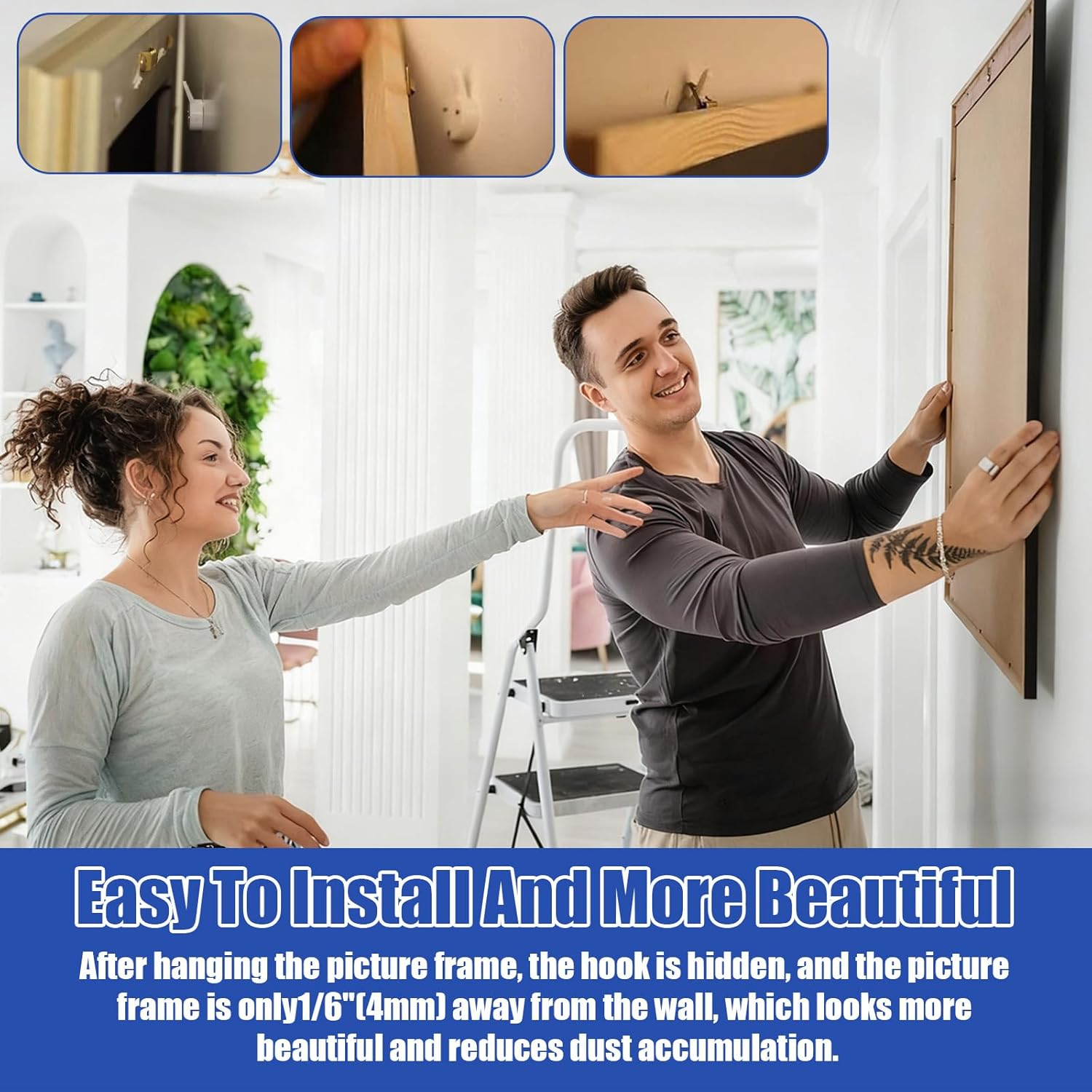 70PCS Non-Mark Hooks - Plastic Non-Trace Wall Picture Hooks - Photo Frame Traceless Hook Invisible Concrete Nail Hard Hardwall Hanger for Concrete Wall, Hardwall and Drywall