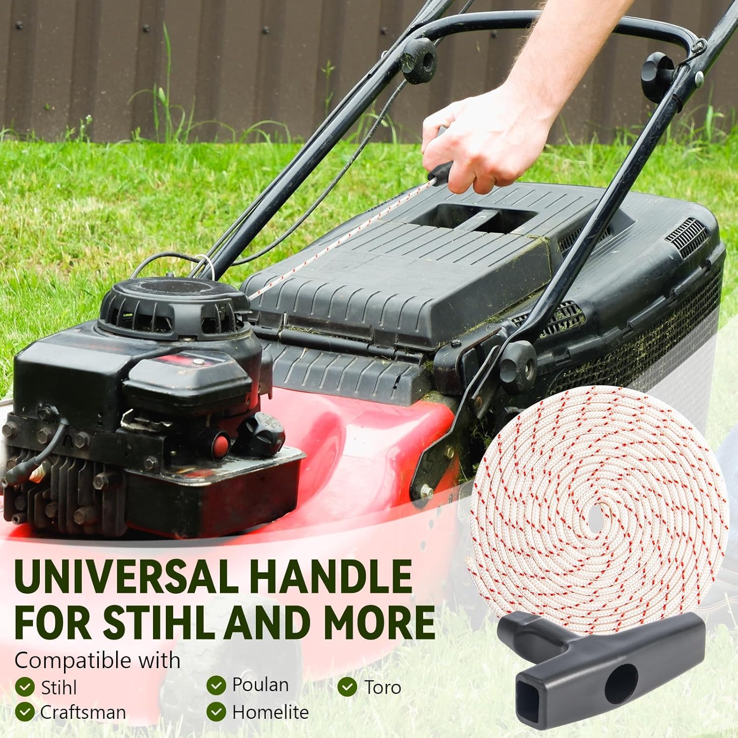 3 Pack, 10 ft x 9/64" 3.5mm Pull Cord Rope with Handle, Premium Starter Rope with High Tensile Strength, Universal Pull Cord Replacement for Lawn Mower, Generator, Chainsaw, and Small Engine