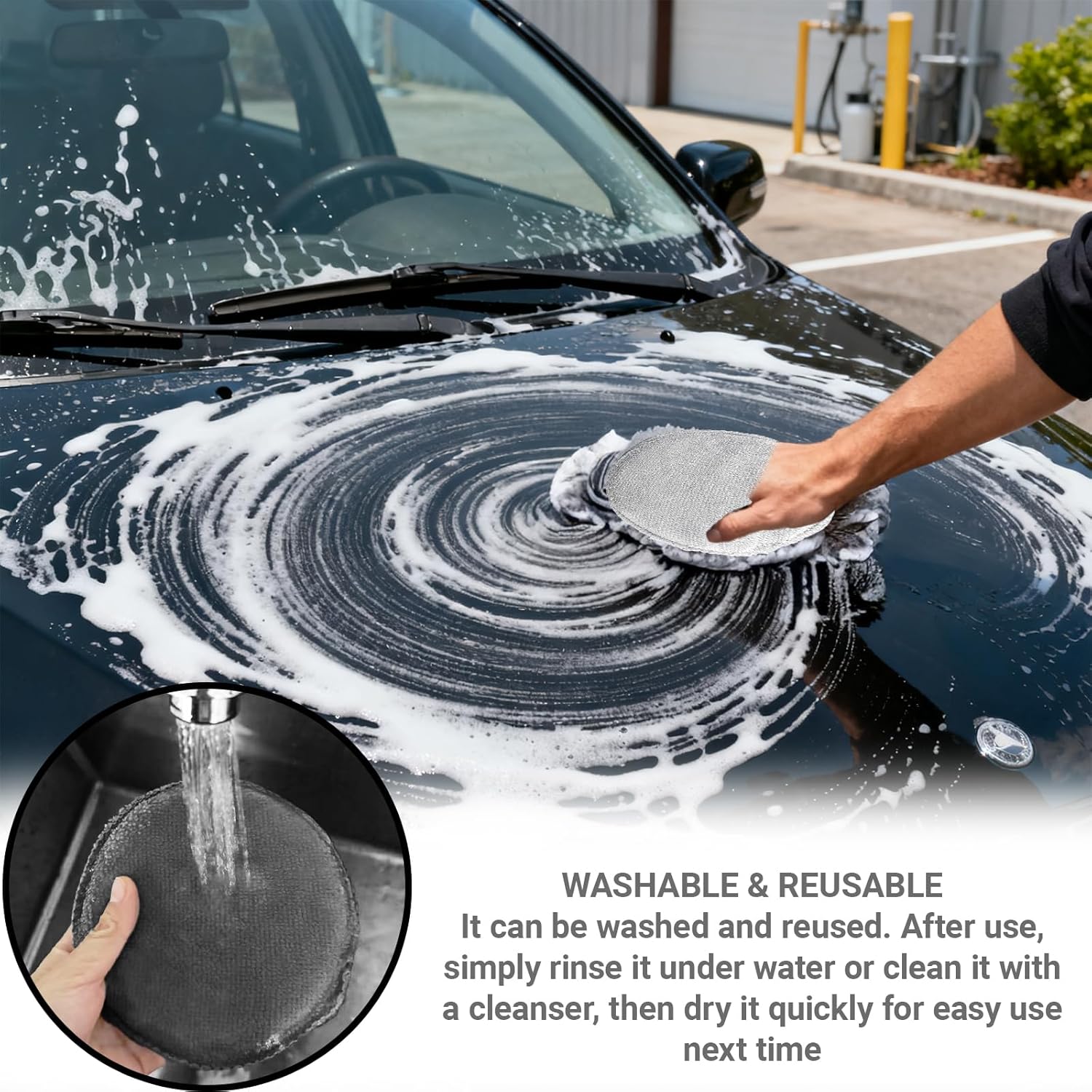 6Pcs 5'' Wax & Oil Applicator Pads - Reusable Microfiber Cleaning Pad - Scratch-Free Sponge Pads for Cutting Board Maintenance, Versatile Home Polishing - Machine Washable for Long-Term Use