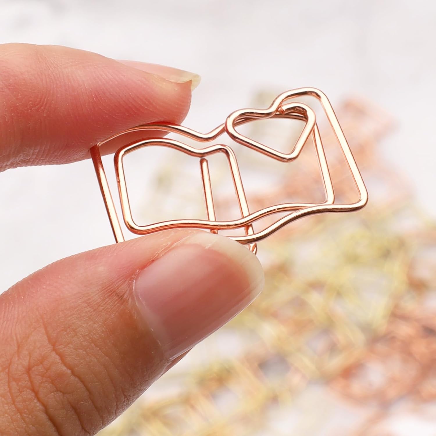 40-Pack Book-Shaped Paper Clips - Rose Gold & Gold Decorative Planner Clips Paperclips 1.18" for Office, School, Wedding, Journals - Cute Bookmark Clips for Gifts & Stationery Supplies