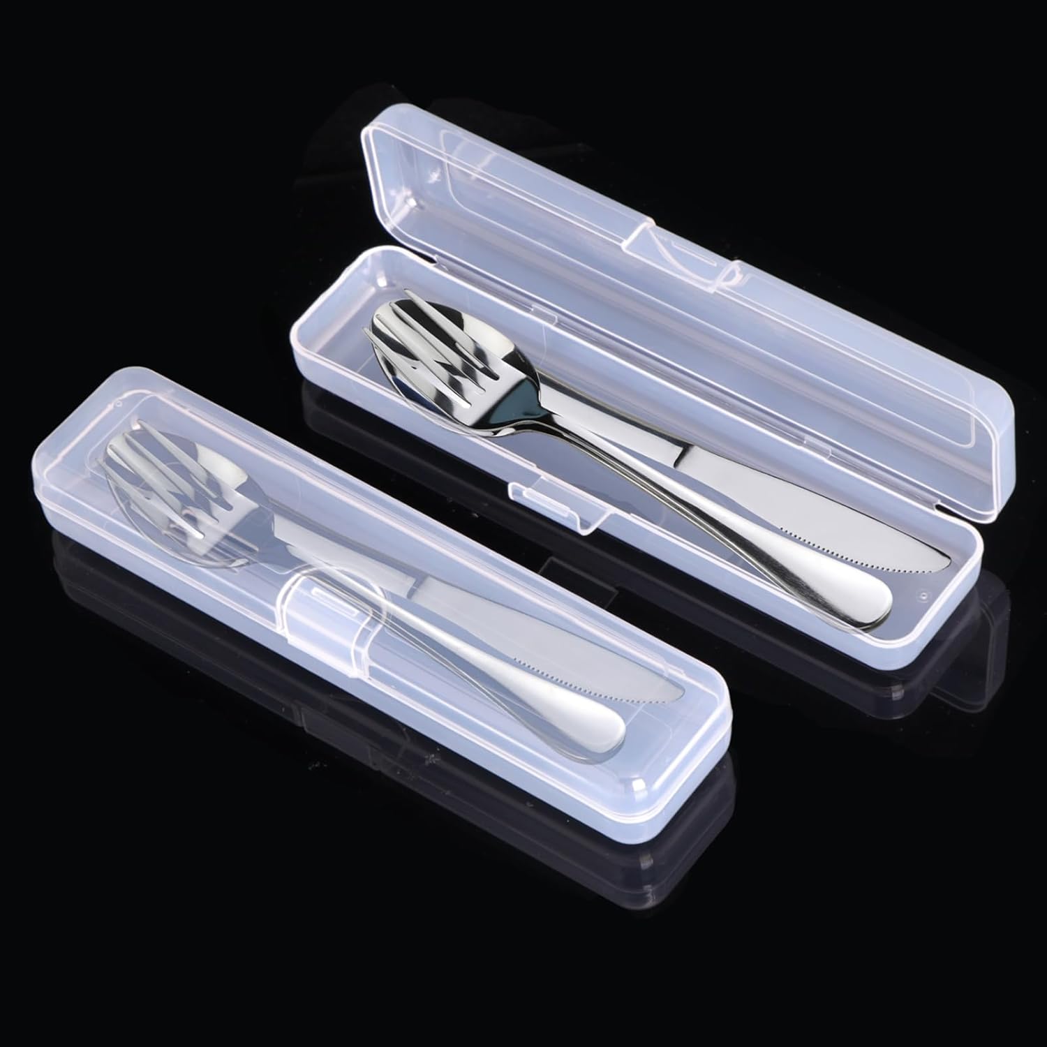 Travel Utensils With Case, Stainless Steel Reusable Portable Utensils Set With Case, Travel Silverware Set