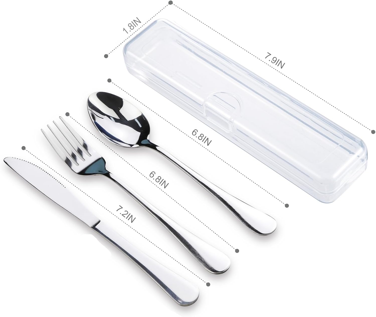 Travel Utensils With Case, Stainless Steel Reusable Portable Utensils Set With Case, Travel Silverware Set