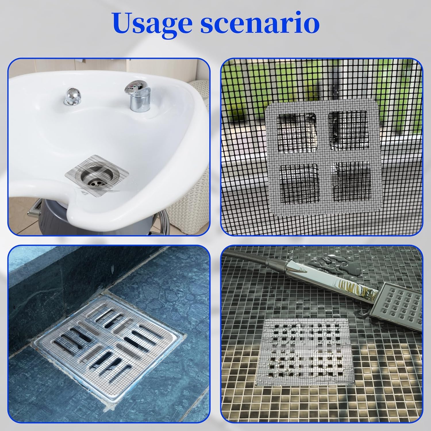 100PCS Disposable Shower Drain Hair Catcher - 4 Inch Hair Catcher Shower Drain - Drain Cover Mesh Stickers for Human & Pet Hair - Bathtub, Bathroom, Kitchen Sink, Laundry Floor Drain Filters Grey