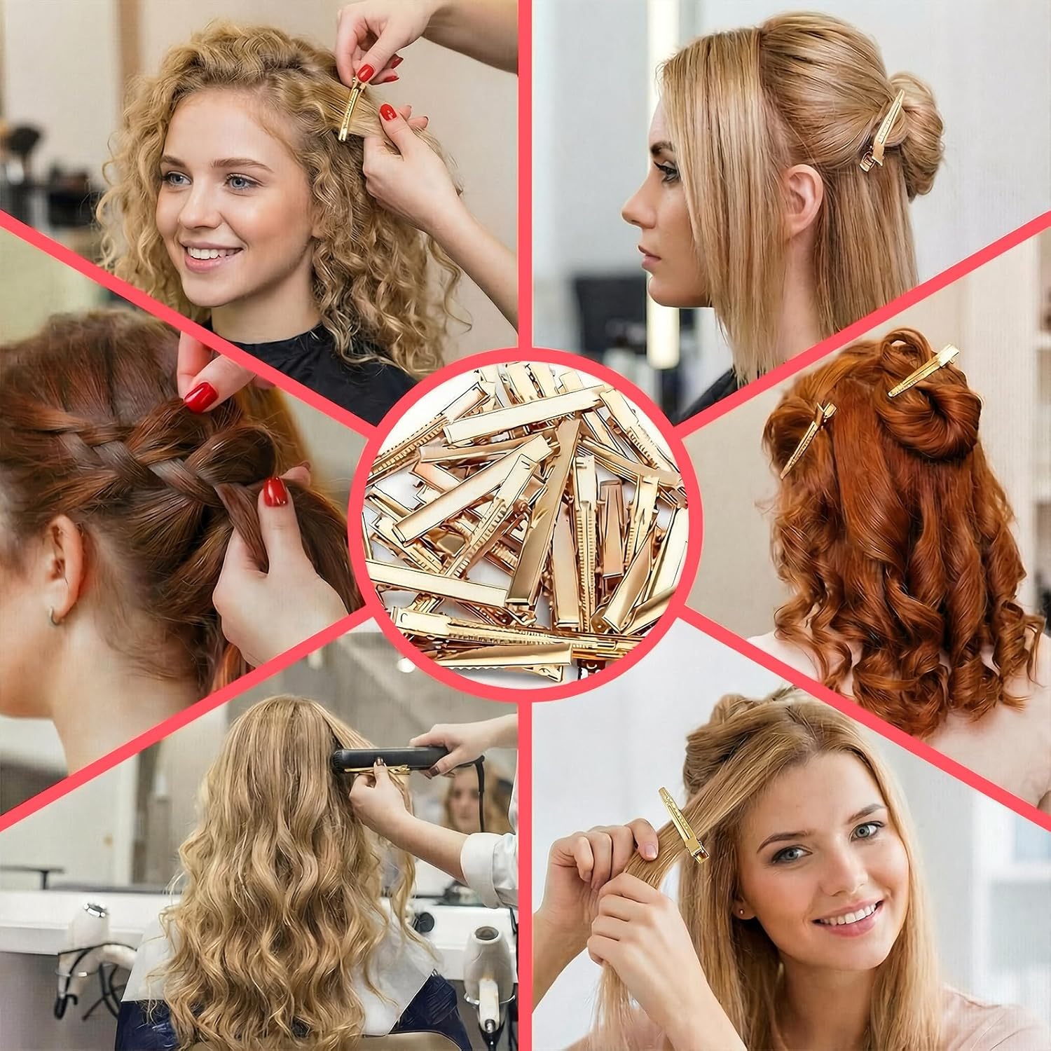 30-Pack Alligator Hair Clips - 3 Sizes 3" 2.2" 1.8" Large Metal Golden Hair Clips for Bow Making, Crafts, Salon Styling - Strong Hold Single Prong Hair Grip for Women & Girls Hairdresser