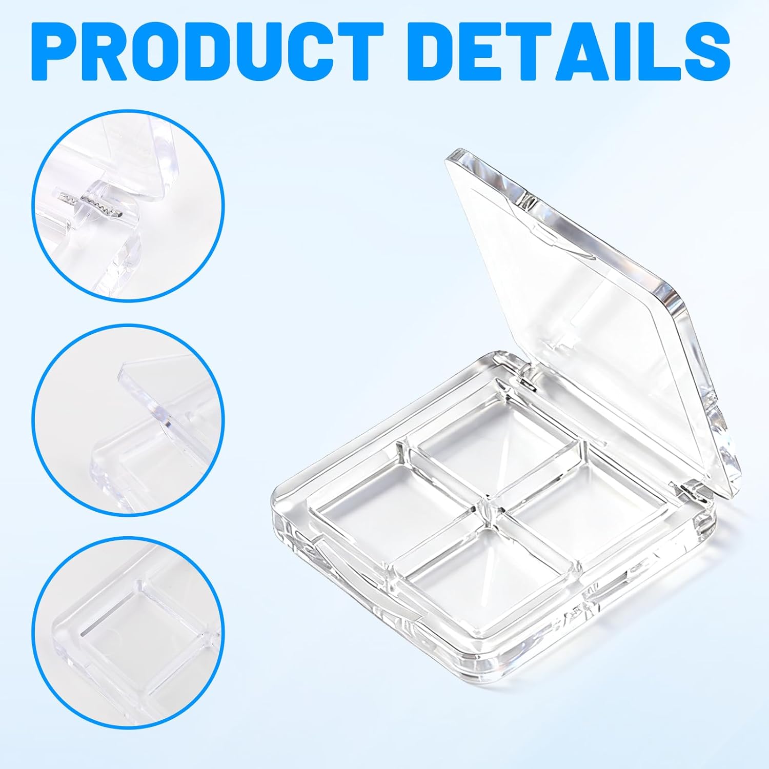 4-Pack Empty Lipstick Palette - 4 Grid Clear Empty Makeup Palette Cases - Highlighters Sample DIY Eyeshadow Powder Blush Lipstick Boxes - Travel Eye Shadow Dispensing Storage Container