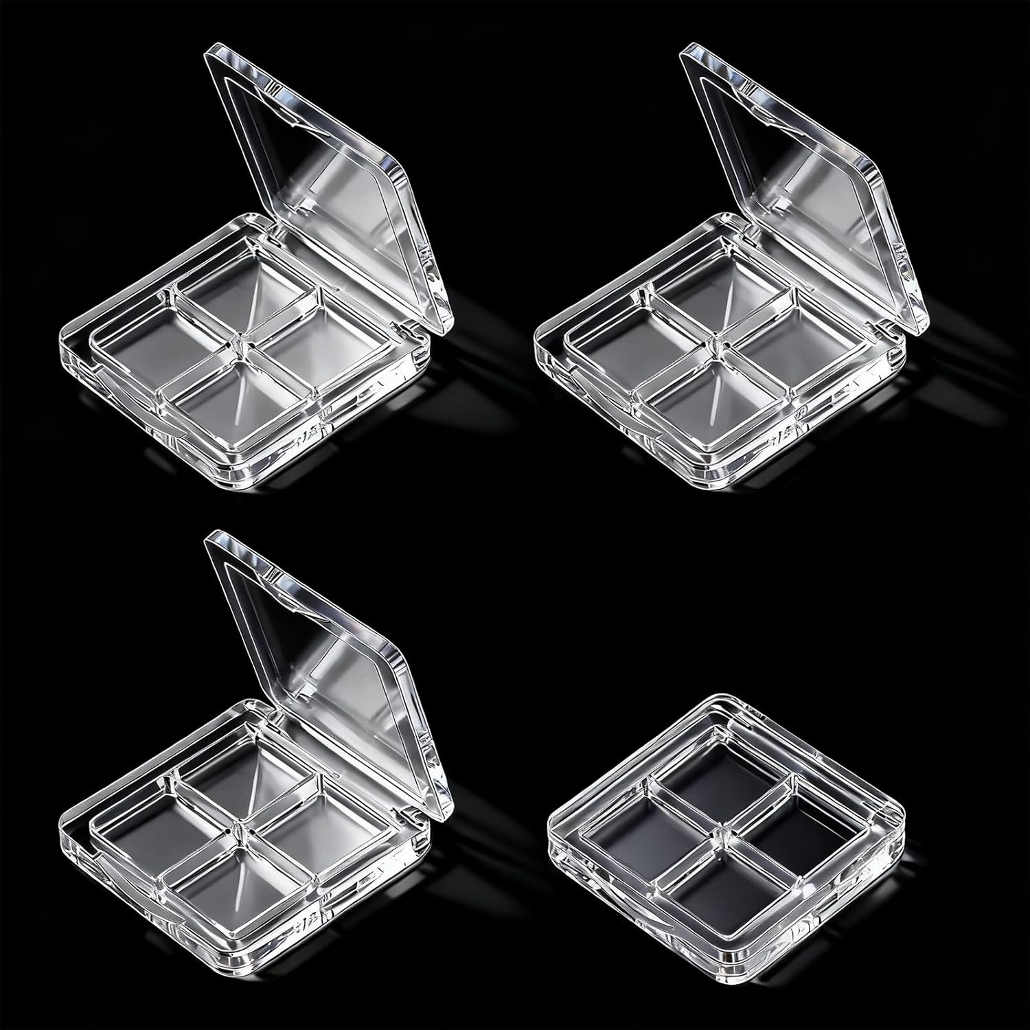 4-Pack Empty Lipstick Palette - 4 Grid Clear Empty Makeup Palette Cases - Highlighters Sample DIY Eyeshadow Powder Blush Lipstick Boxes - Travel Eye Shadow Dispensing Storage Container