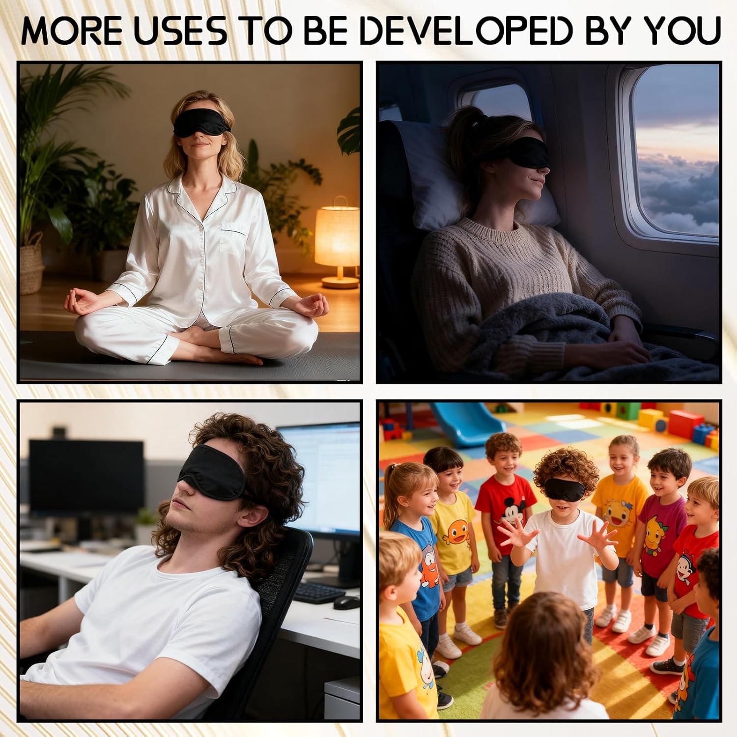 8-Pack Blindfold Sleep Mask for Party Games Travel Sleep Team Build Party Supply - Eye Covers for Sleeping with Adjustable Strap - Sleeping Masks for Women Men, Black