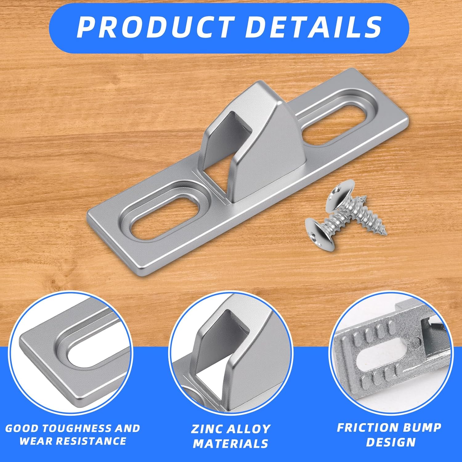 Sliding Door Keeper 1Set Chrome Plated Sliding Glass Lock with mounting Screws Slide Sliding Door Lock Latch Hardware Replacement for Various Sliding Patio Door
