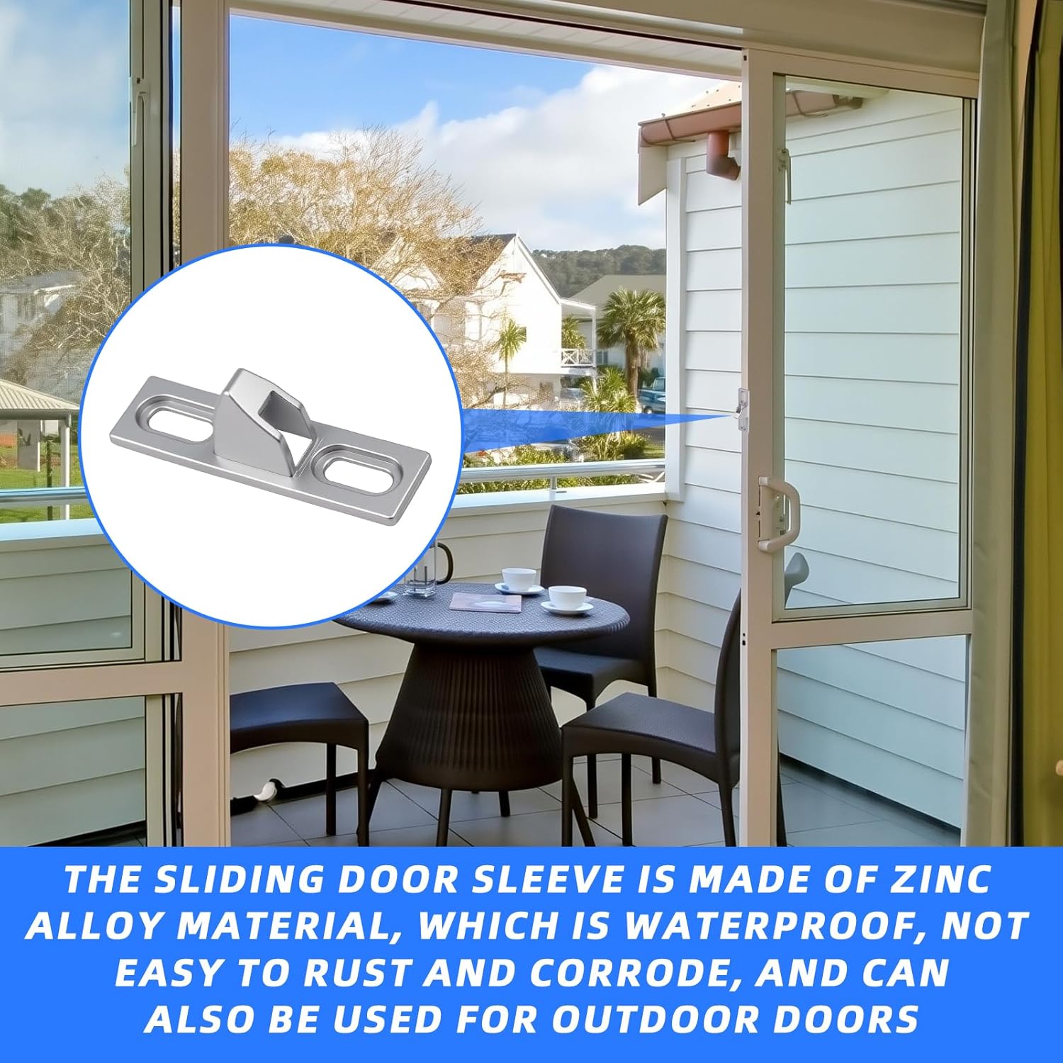Sliding Door Keeper 1Set Chrome Plated Sliding Glass Lock with mounting Screws Slide Sliding Door Lock Latch Hardware Replacement for Various Sliding Patio Door