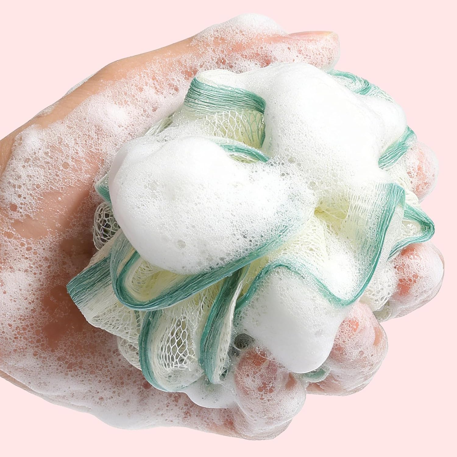 2 Pack Loofah Sponge Shower Loofahs - 2 Colors Bath Sponges Mesh Balls for Body Scrubber - Exfoliator Wash Back Scrubber Bathroom Men Women - Scrubbers Cleaning Bathing Accessories