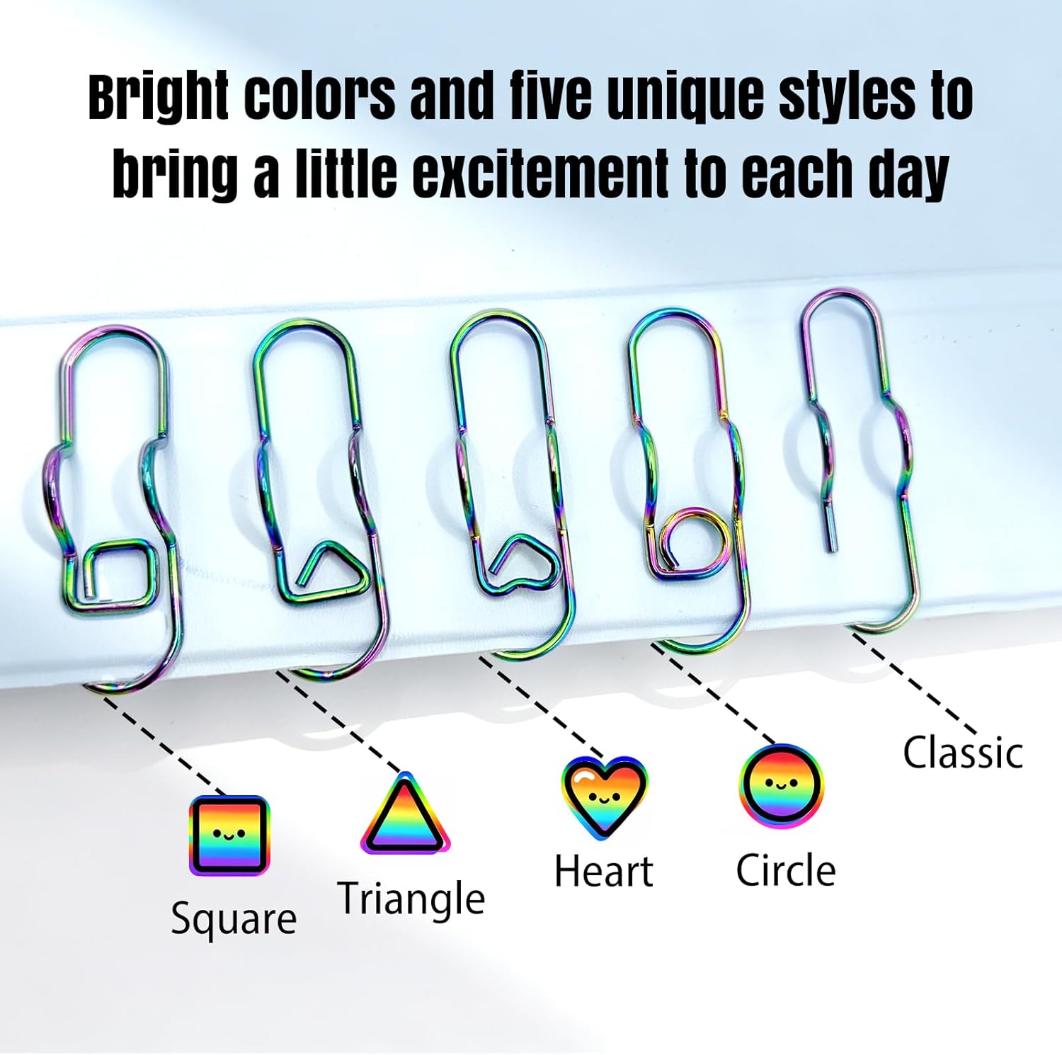 Paperclip Pen Holder, Metal Pen Clip for Notebook - 5 Pcs Iridescent Colored Pen Holder Clips for Journals, Planner Accessories Only for Pens with a Thickness of Less Than 0.5 Inches
