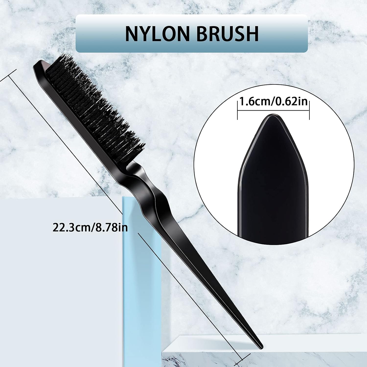 3 Pcs Slick Back Hair Brush Set Bristle Brush Edge Control Teasing Comb for Women Black Hair Black