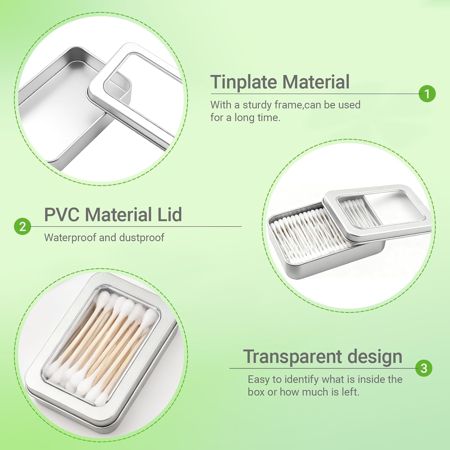 2-Pack Cotton Ball Holder for Travel & Bathroom - Dental Floss Qtip Dispenser Holders - Portable Travel Floss Case Box - Empty Metal Cotton Swab Hair Ties Floss Picks Containers w/Dustproof Lid