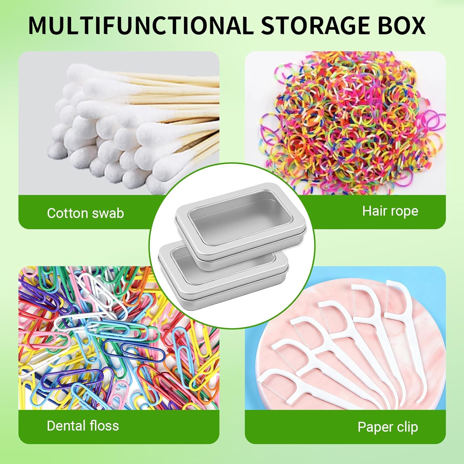 2-Pack Cotton Ball Holder for Travel & Bathroom - Dental Floss Qtip Dispenser Holders - Portable Travel Floss Case Box - Empty Metal Cotton Swab Hair Ties Floss Picks Containers w/Dustproof Lid