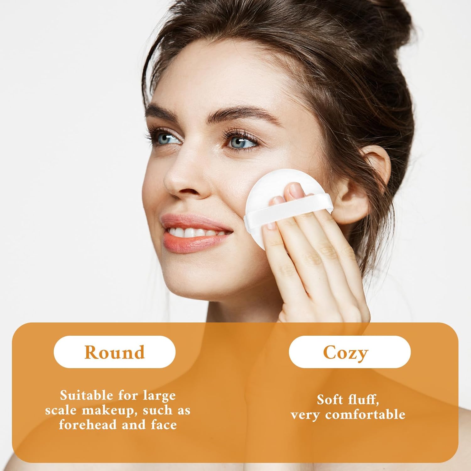 12Pcs White Makeup Puffs, 2 Inch Mini Round Setting Makeup Puffs Reusable Crystal Velvet Beauty Make up Tools for Loose Powders Liquid Foundation Cosmetic Soft Face Blending
