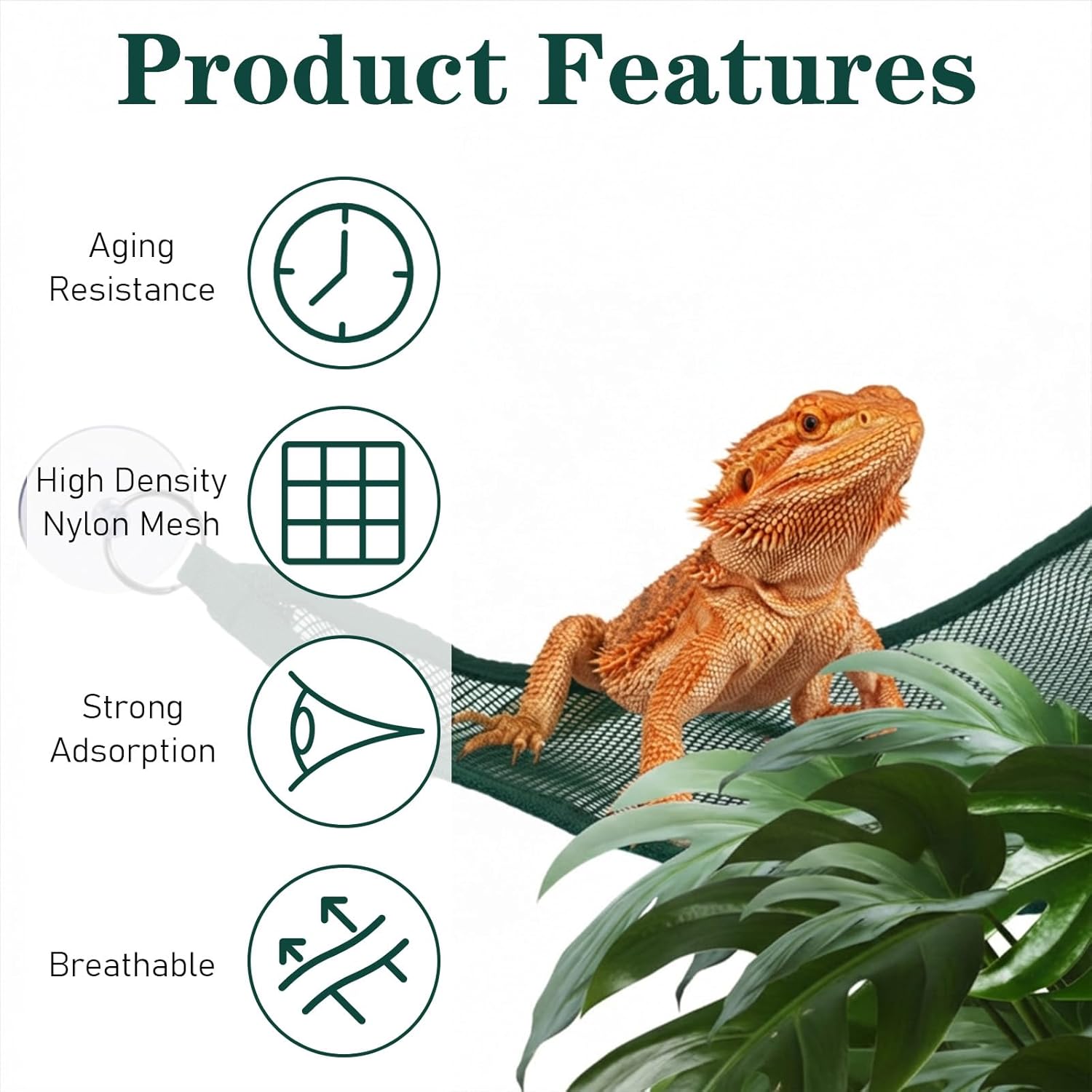 2Pcs Reptile Hammock - Breathable Mesh Bearded Dragon Hammock Lizard Tank Accessories Triangle Geckos Hammocks for Bearded Dragons Snakes Axolotls Green