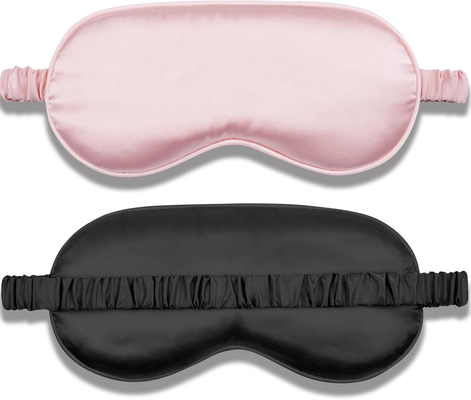 Silk Sleep Mask Set of 2, Adjustable Silk Eye Mask for Sleeping, Soft Sleeping Eye Shade Cover for Women, Good for Blocking Light, Reducing Puffiness, Enhancing Sleep Quality Pink & Black
