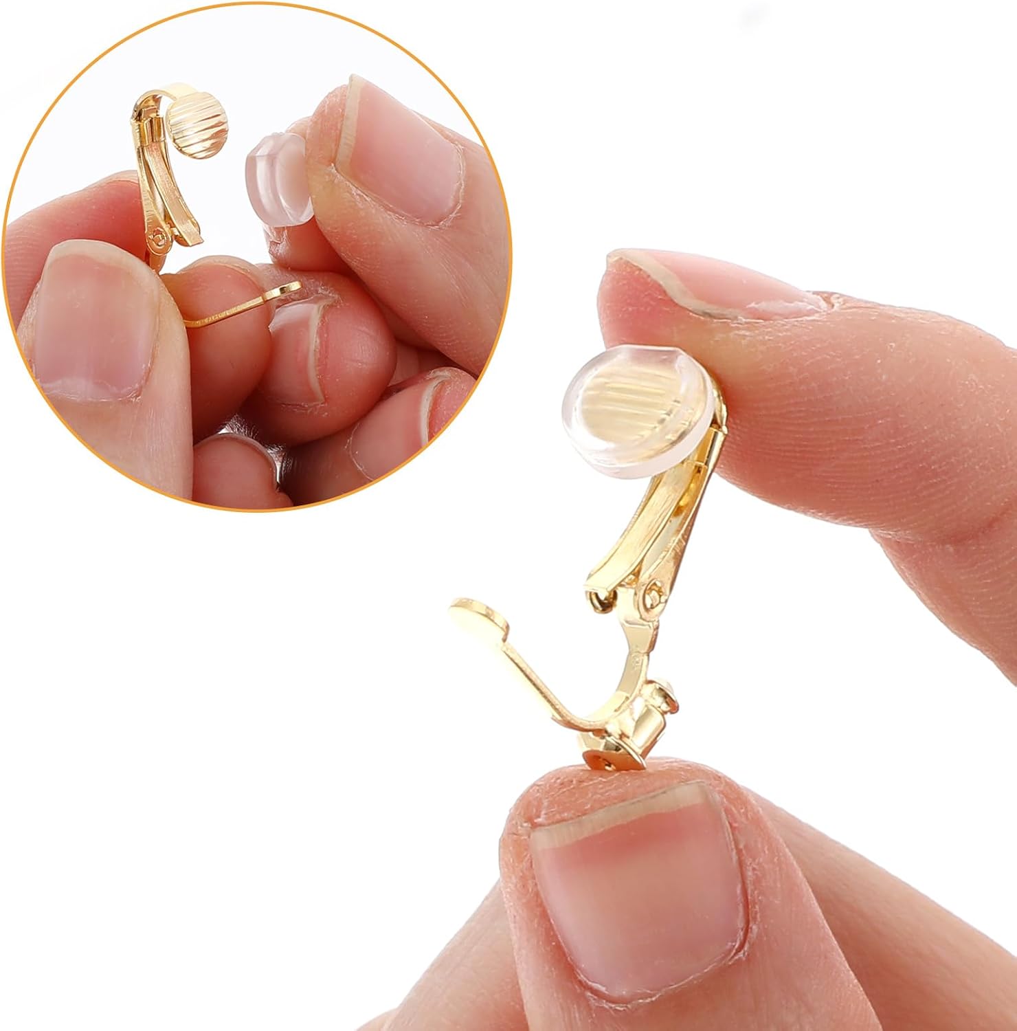 8Pcs Earring Converters Pierced to Clip on,Non-Pierced Earring Clips with 8 Silicone Pads,Convert Stud Earrings to Clip on for Non Pierced Ears Silver, Gold