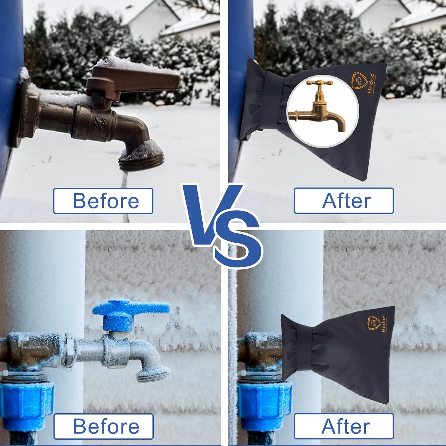 Pro Outdoor Faucet Covers for Winter Freeze Protection, 2 Pack 6'' W x 8.2'' H Winter Faucet Insulation Cover Socks, Hose Bib Covers for Winter Faucet Cover 2 Pack