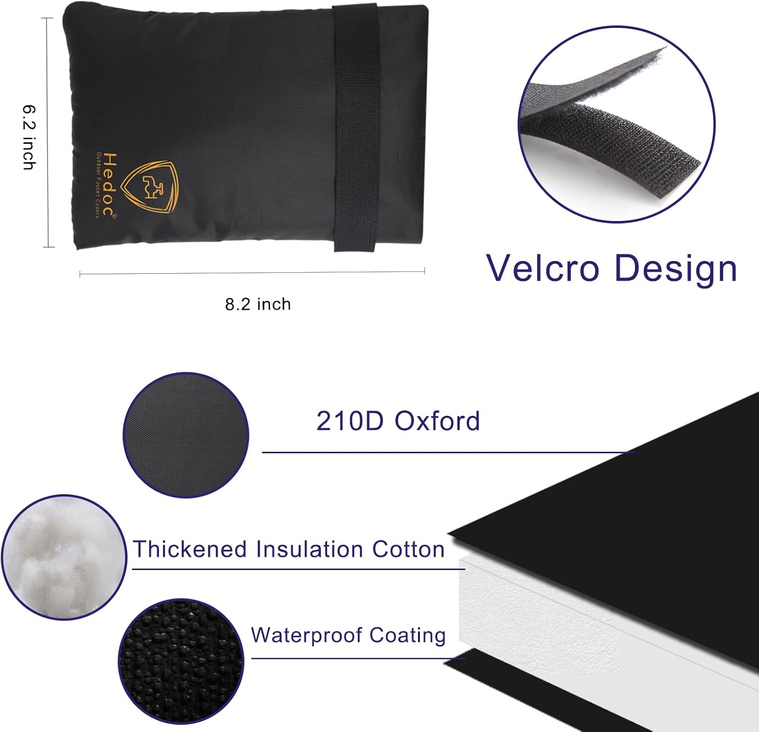 Pro Outdoor Faucet Covers for Winter Freeze Protection, 2 Pack 6'' W x 8.2'' H Winter Faucet Insulation Cover Socks, Hose Bib Covers for Winter Faucet Cover 2 Pack