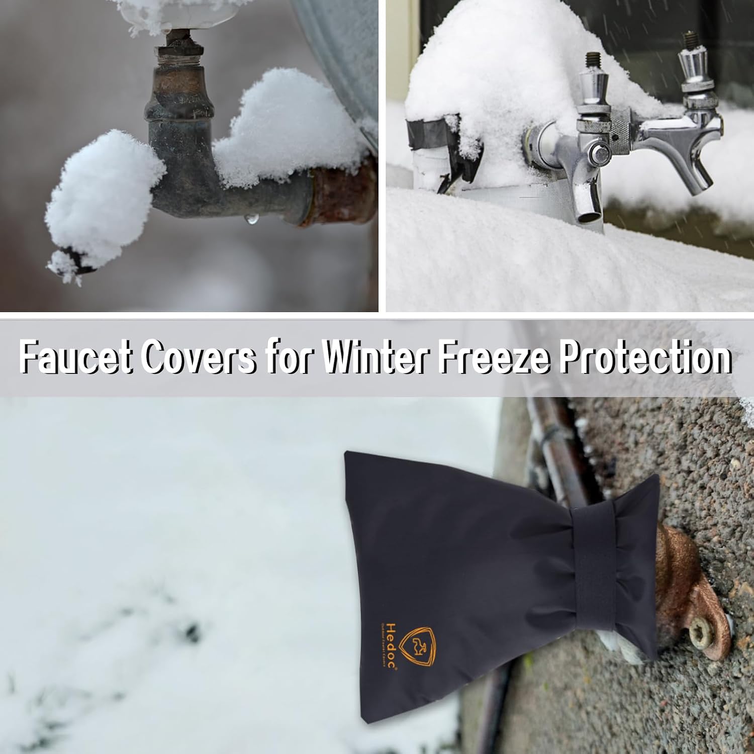 Pro Outdoor Faucet Covers for Winter Freeze Protection, 2 Pack 6'' W x 8.2'' H Winter Faucet Insulation Cover Socks, Hose Bib Covers for Winter Faucet Cover 2 Pack
