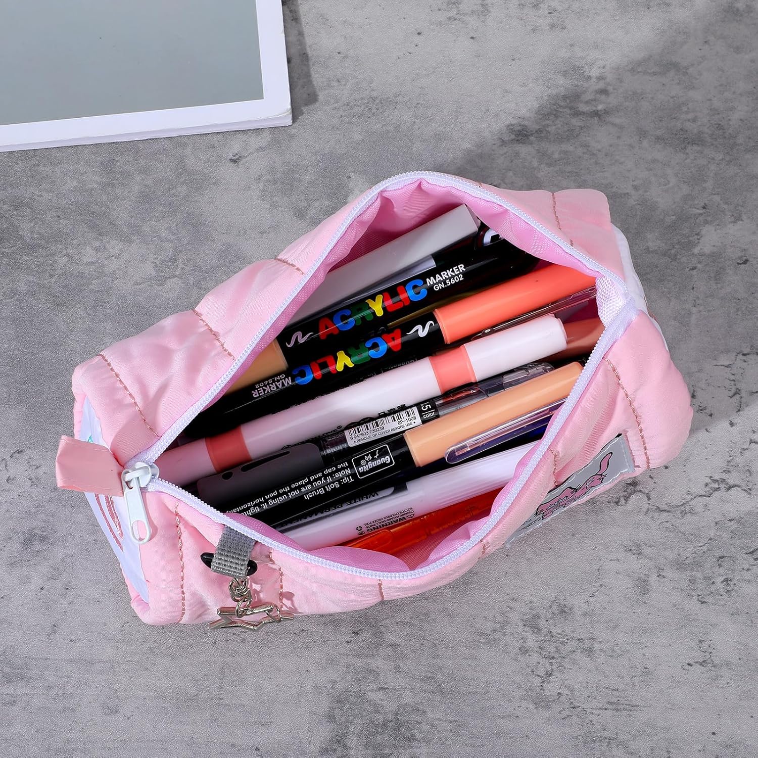 Pink Kawaii Pencil Case, Cream Roll Cartoon Large Capacity Cute Pencil Bag with Zipper, Cat Makeup Organizer Storage Box Office Stationery Nice Gift Stocking Stuffers