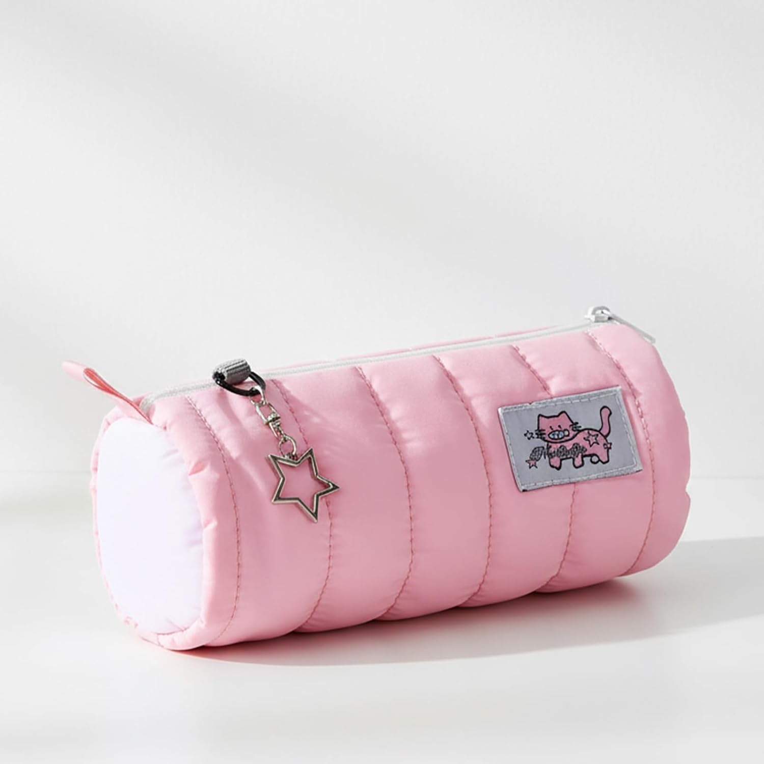 Pink Kawaii Pencil Case, Cream Roll Cartoon Large Capacity Cute Pencil Bag with Zipper, Cat Makeup Organizer Storage Box Office Stationery Nice Gift Stocking Stuffers