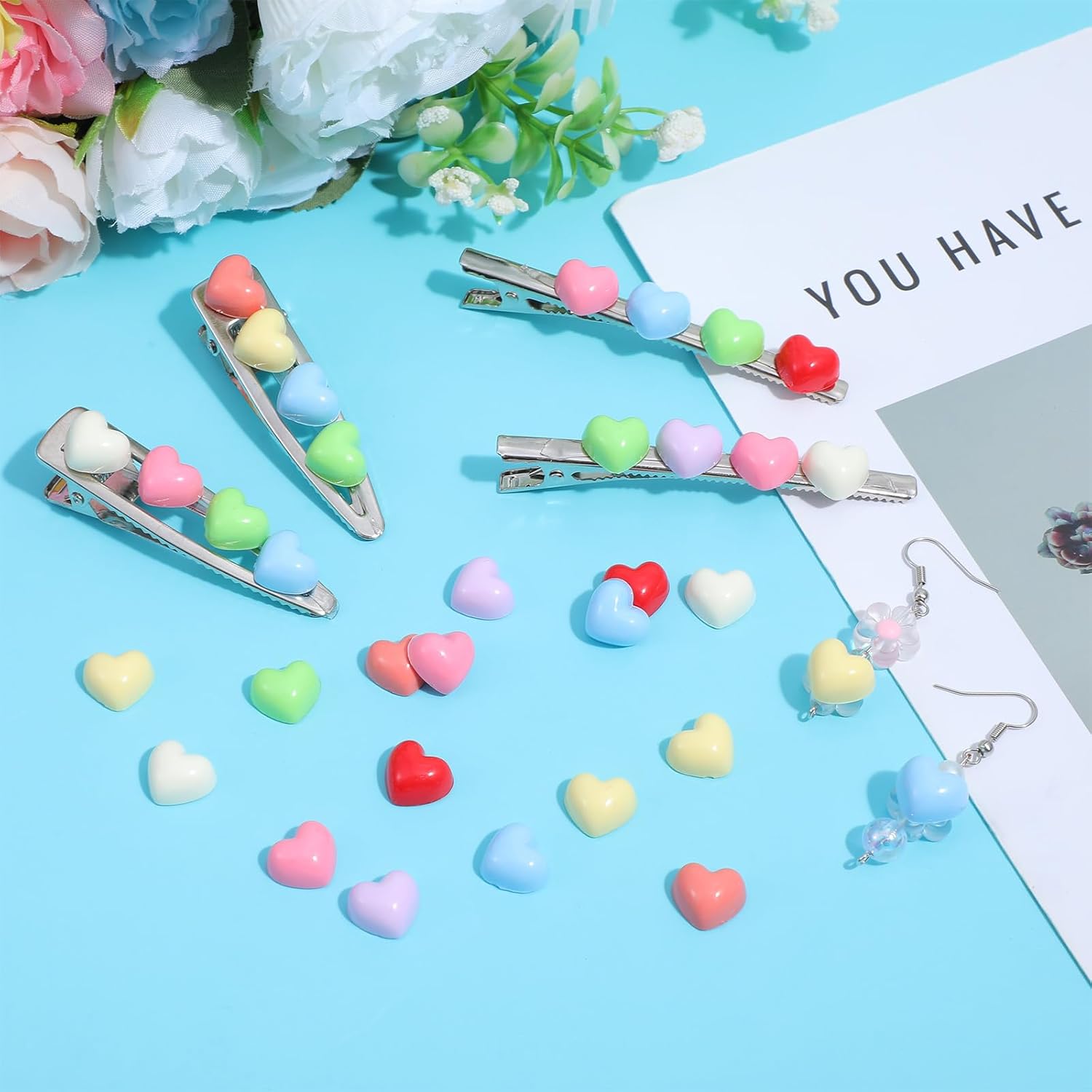 100PCS Colorful Heart Resin Flat Back Charms Shimmeroo Cute Plastic Mini Heart Shape Charms Bulk Resin Embellishments for Crafts Accessories DIY