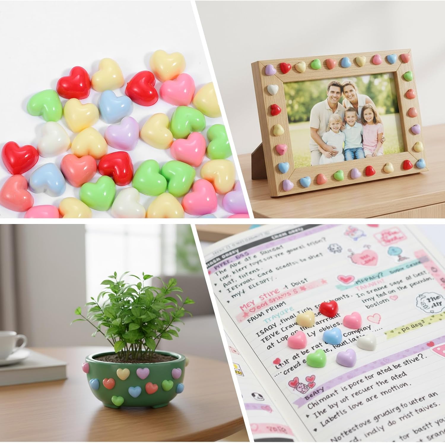 100PCS Colorful Heart Resin Flat Back Charms Shimmeroo Cute Plastic Mini Heart Shape Charms Bulk Resin Embellishments for Crafts Accessories DIY