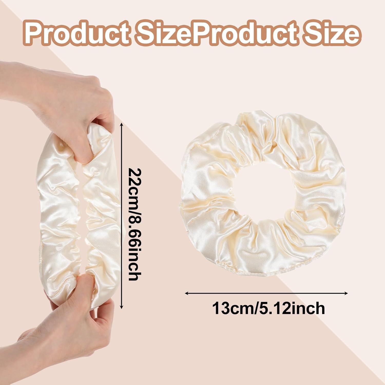 3PCS Large Satin Hair Scrunchies, Oversized Thick Elastic Satin Scrunchie for Women Girls Fluffy Ponytail Holder Curls Hair Silk Sleepy Tie Black, Brown, Champagne