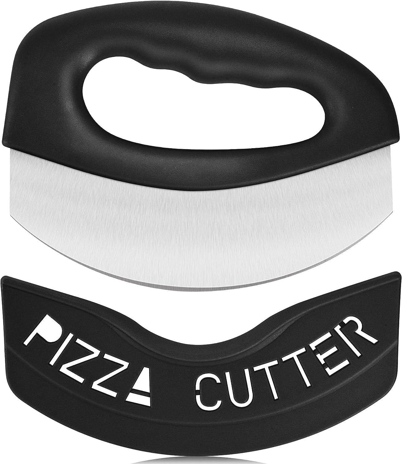Heavy Duty Stainless Steel Pizza Cutter with Cover, Super Sharp Blade Pizza Knife Pizza Cutter Rocker, Perfect Kitchen Gadgets for Pizza Cutting Home Essentials Black