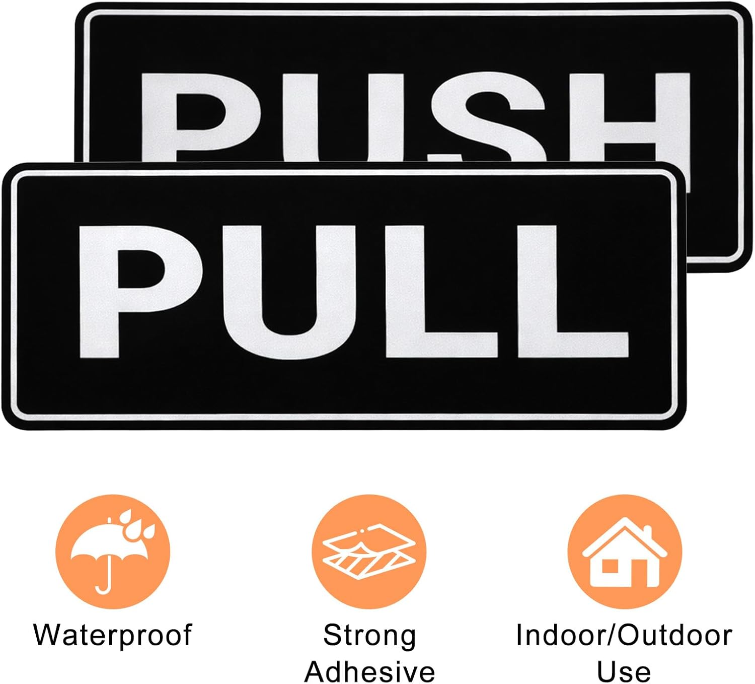6Pack Push Pull Door Stickers,Adhesive Push and Pull Signs Stickers for Glass Doors and Other Side Doors in Business,Stores,Cafes,Shops - 2 x 5",Horizontal