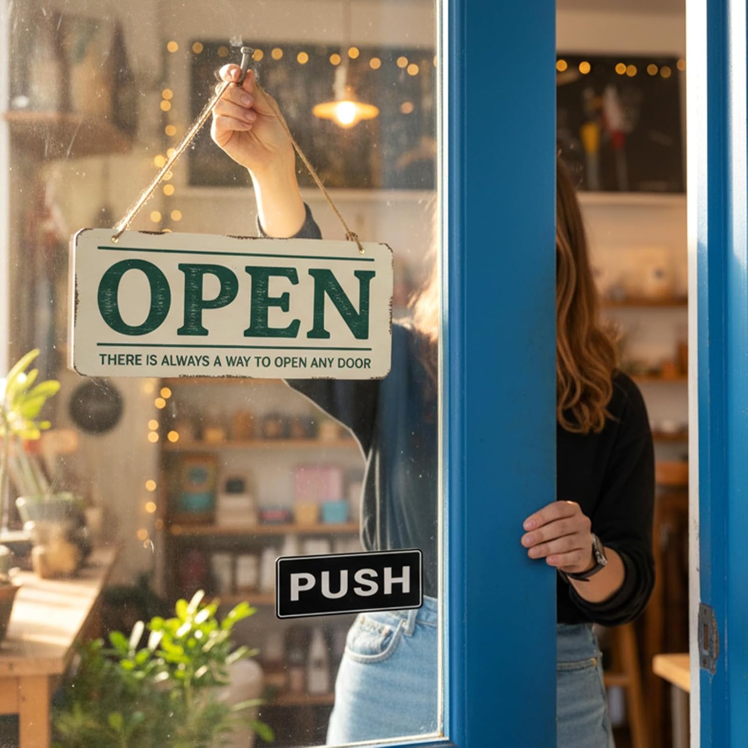 6Pack Push Pull Door Stickers,Adhesive Push and Pull Signs Stickers for Glass Doors and Other Side Doors in Business,Stores,Cafes,Shops - 2 x 5",Horizontal