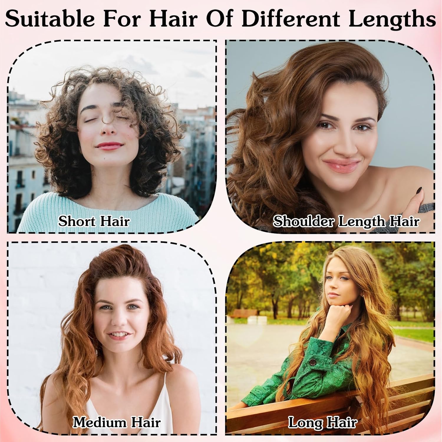 Extended Heatless Curls for Women, 63Inch No Heat Curls Overnight Headband for Long & Short Hair Soft Sleeping Curler, Flexible Creates Wavy Hair Without Damage Black