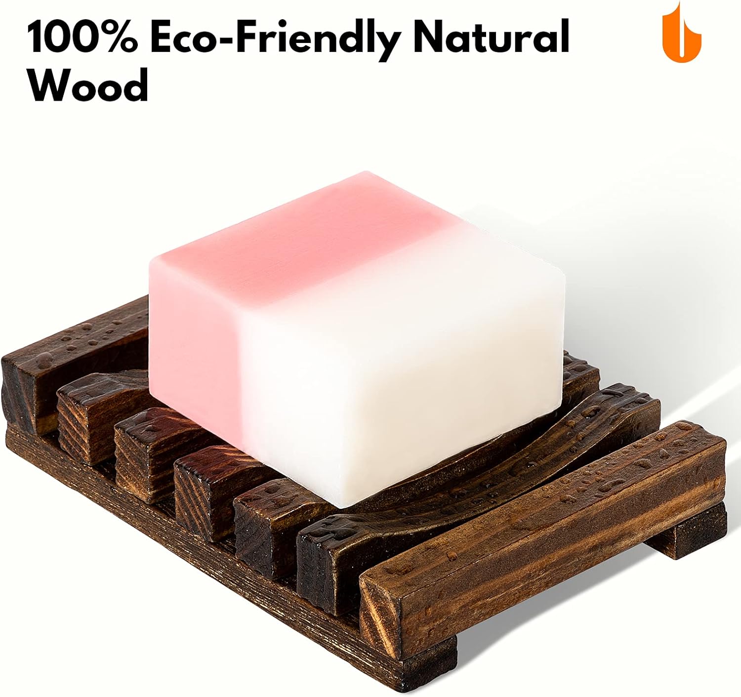 Natural Wooden Soap Dish Soap Saver Holder Soap Tray for Bathroom, Biodegradable, Zero Waste, Plastic Free, Charcoal Color