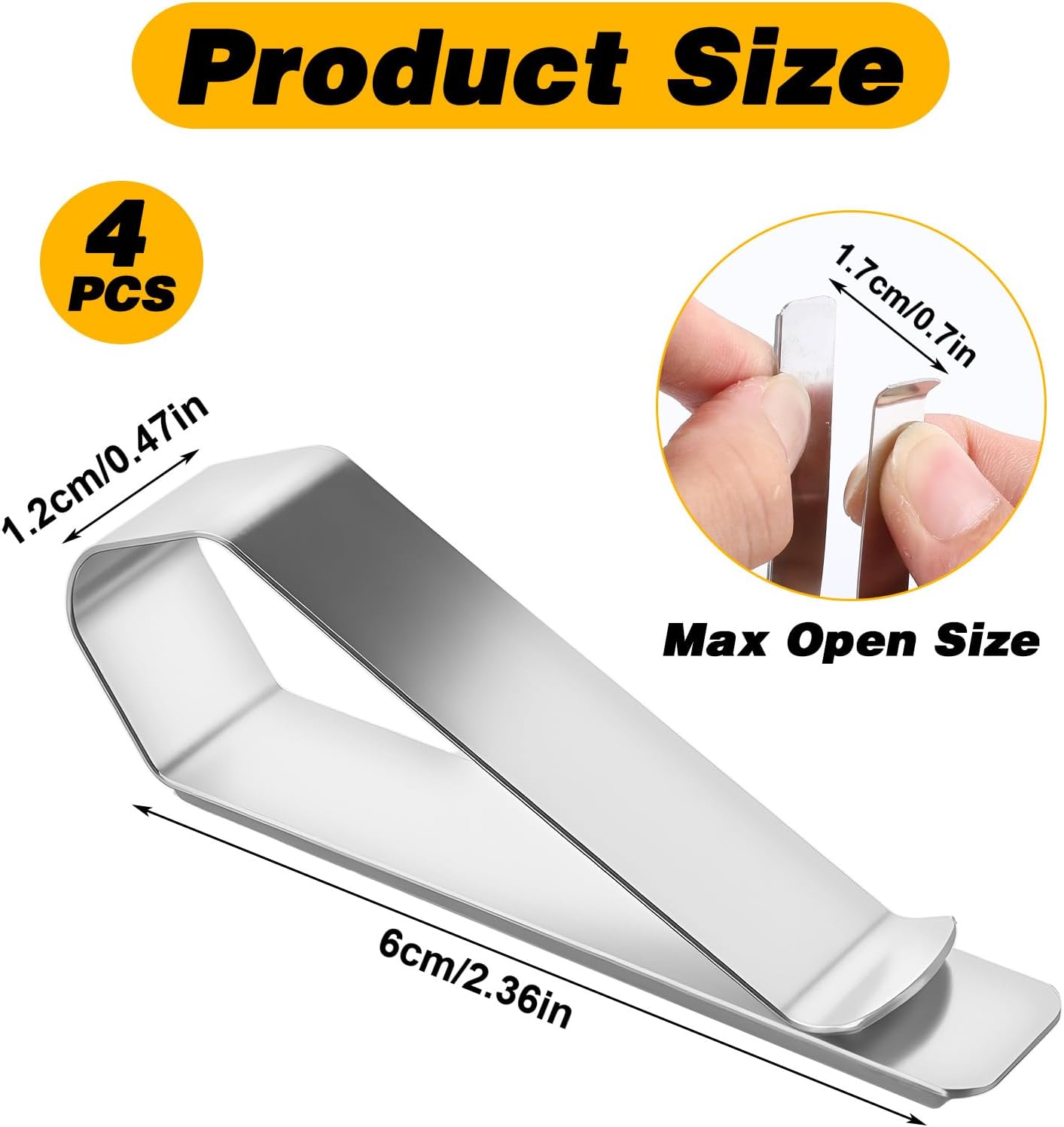 4 Pack Car Sun Visor Photo Clips, Stainless Steel Sun Visor Clips for Car with Adhesive Clip Mounting Kit for Custom Displays Photo Frames Not Included , Strong Hold Accessory for Cars, Home & Office