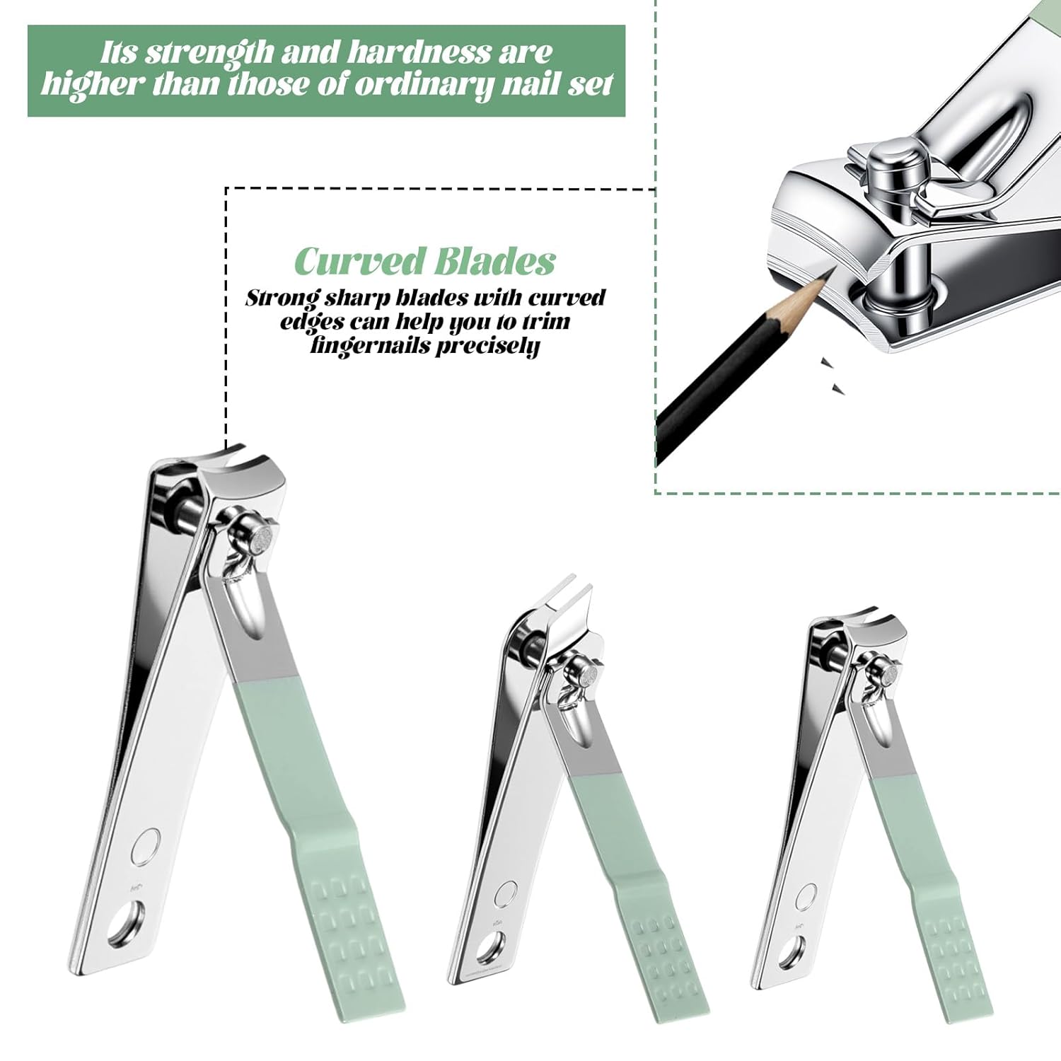 7Pcs Nail Cleaning Kit Professional Travel Nail Clippers with Green Leather Bag, Stainless Steel Manicure Kitcare Tools Grooming for Women Men