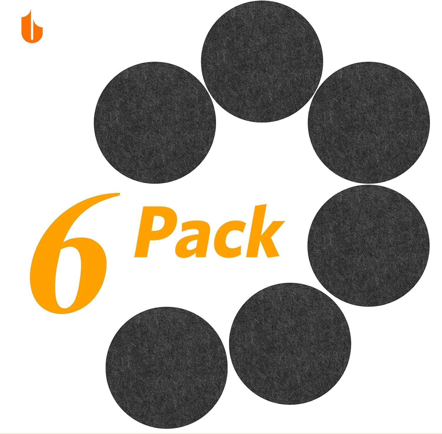 6 PCS Coasters, Eco-Friendly 100% Biodegradable Absorbent Felt Coasters for Drinks Bar Home, 4 Inch Black Round