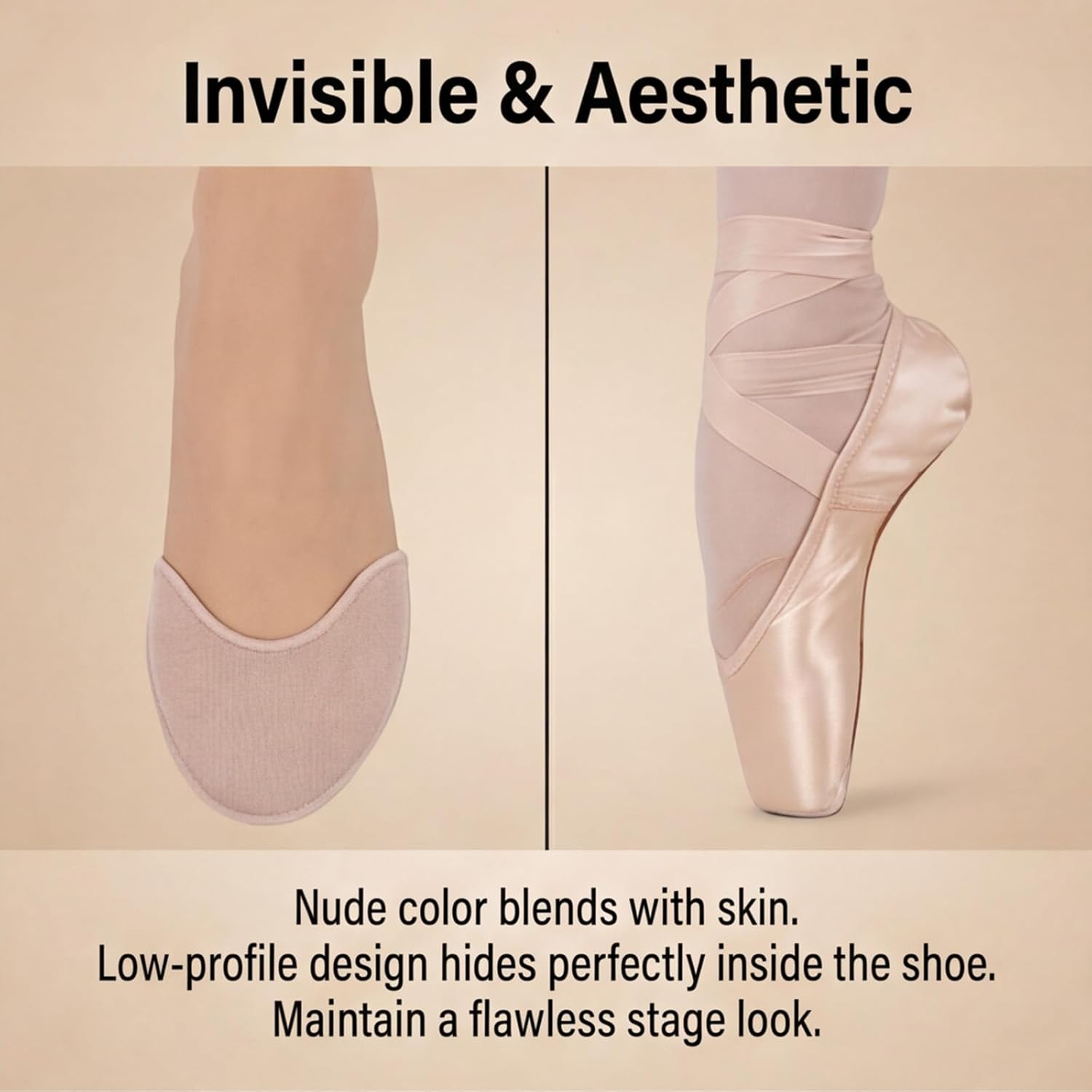 Toe Pads for Pointe Shoes, 1 Pair Soft Ballet Ballet Toe Pads Dance Shoe Toes Protector Accessories, 3.54 x 3.15 Inch High Heels Toes Caps Pad for Pointe Shoes, Forefoot Wrap Pad for Women Girls