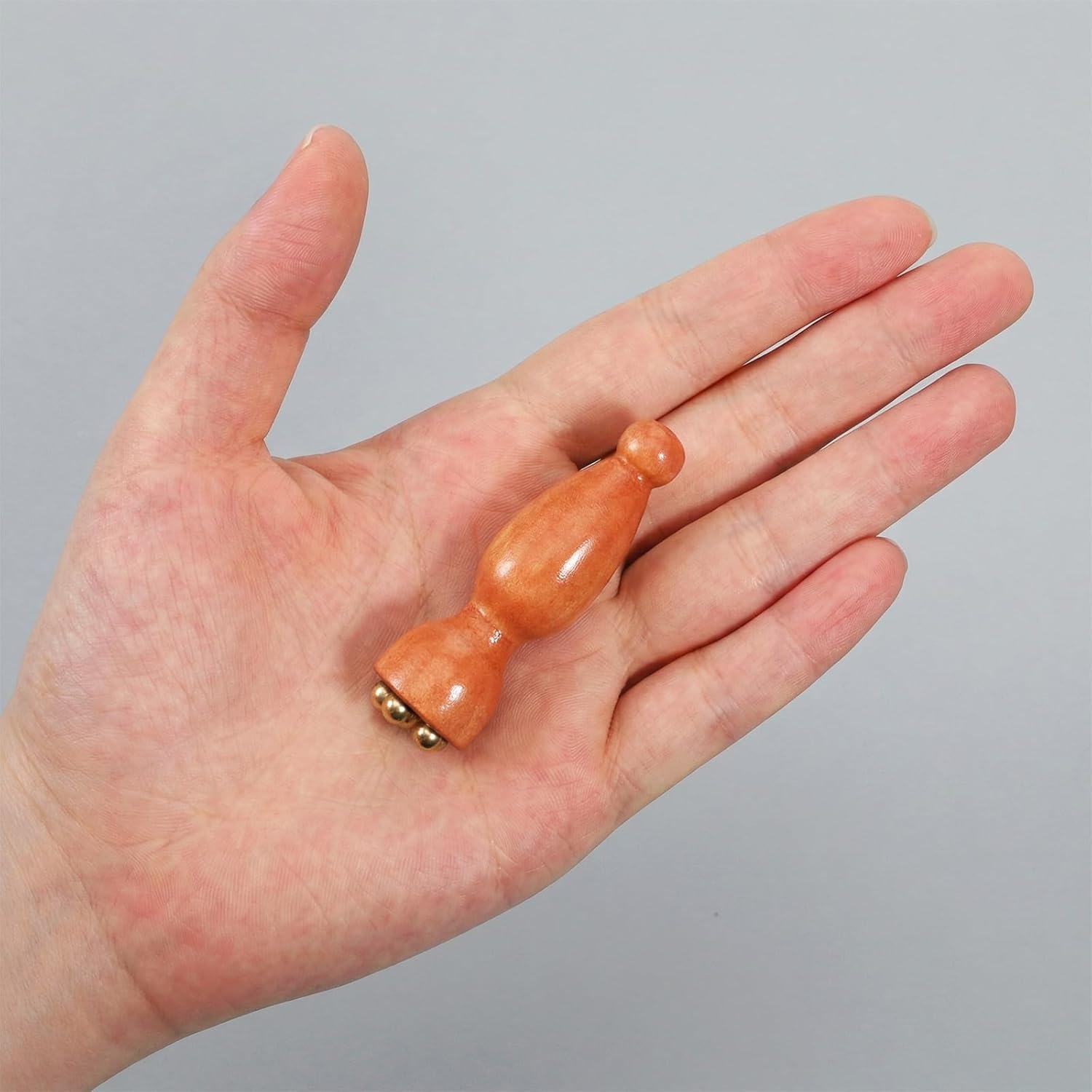 Mini Face Ice Roller, Sandalwood Facial Massage Tool, Eye Ice Roller 5 Copper Beads for Face and Eyes, Travel Size