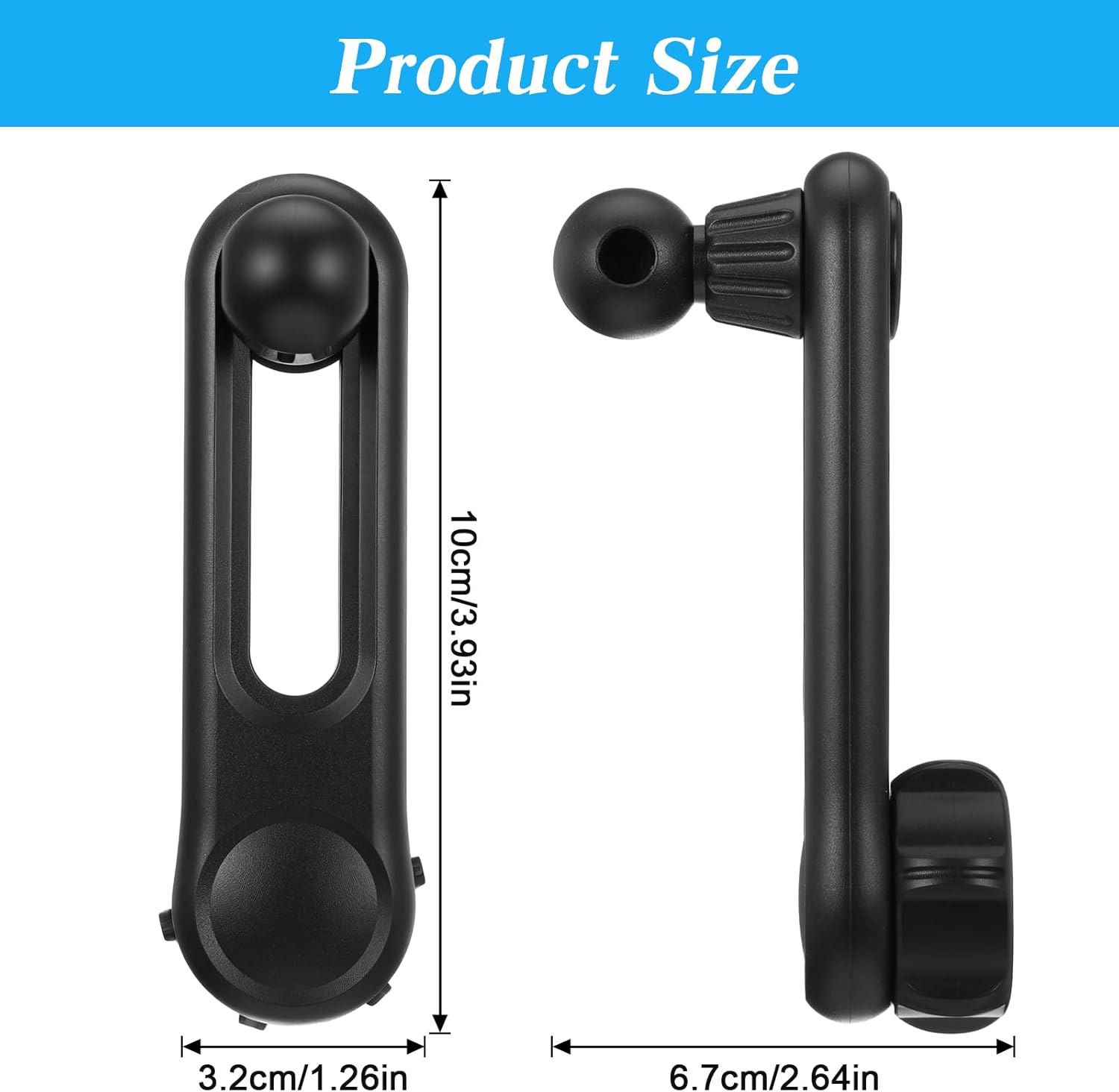 17mm Ball Mount Extension Arm, 360-Degree Rotatable Extender, 2.04 Inch Adjustable Length, Balls Mount Phone Extension Holder Arm 17mm Female to Male Ball Extender for Car Phone Holder, Black