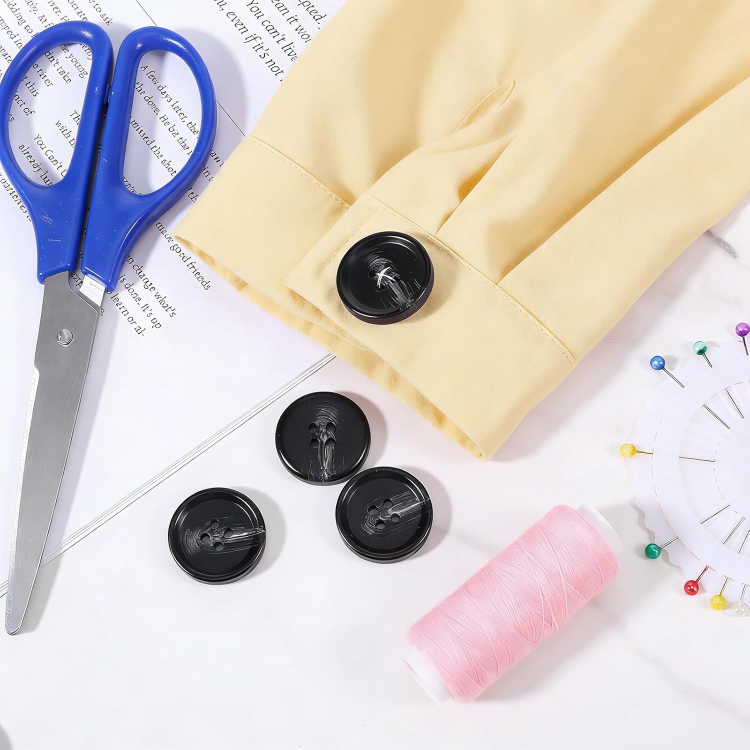 10 Pcs Large Black Buttons 1 Inch Black Buttons for Sewing 4 Hole Flatback 25mm Big Round Resin Coat Button for Crafts, Clothing, Suits, Overcoats, Winter Coats, Jacket, Sewing DIY Art Craft Projects