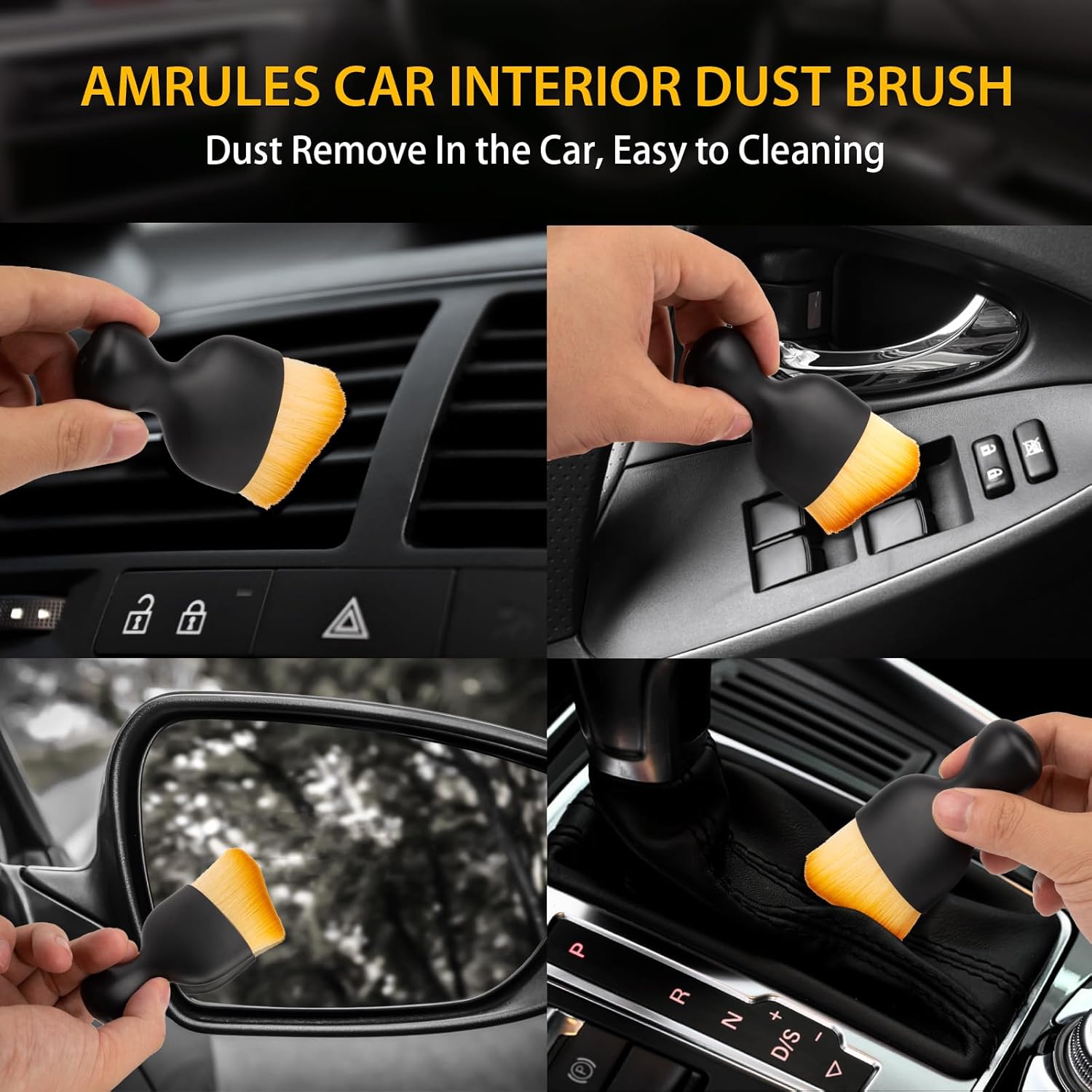 2PCS Car Interior Detailing Brush, Auto Car Detailing Brush Dusting Brush, Soft Bristles Car Interior Cleaning Tool for Dashboard Interior, Exterior, Skylight, Leather, Dust Brush, Brown